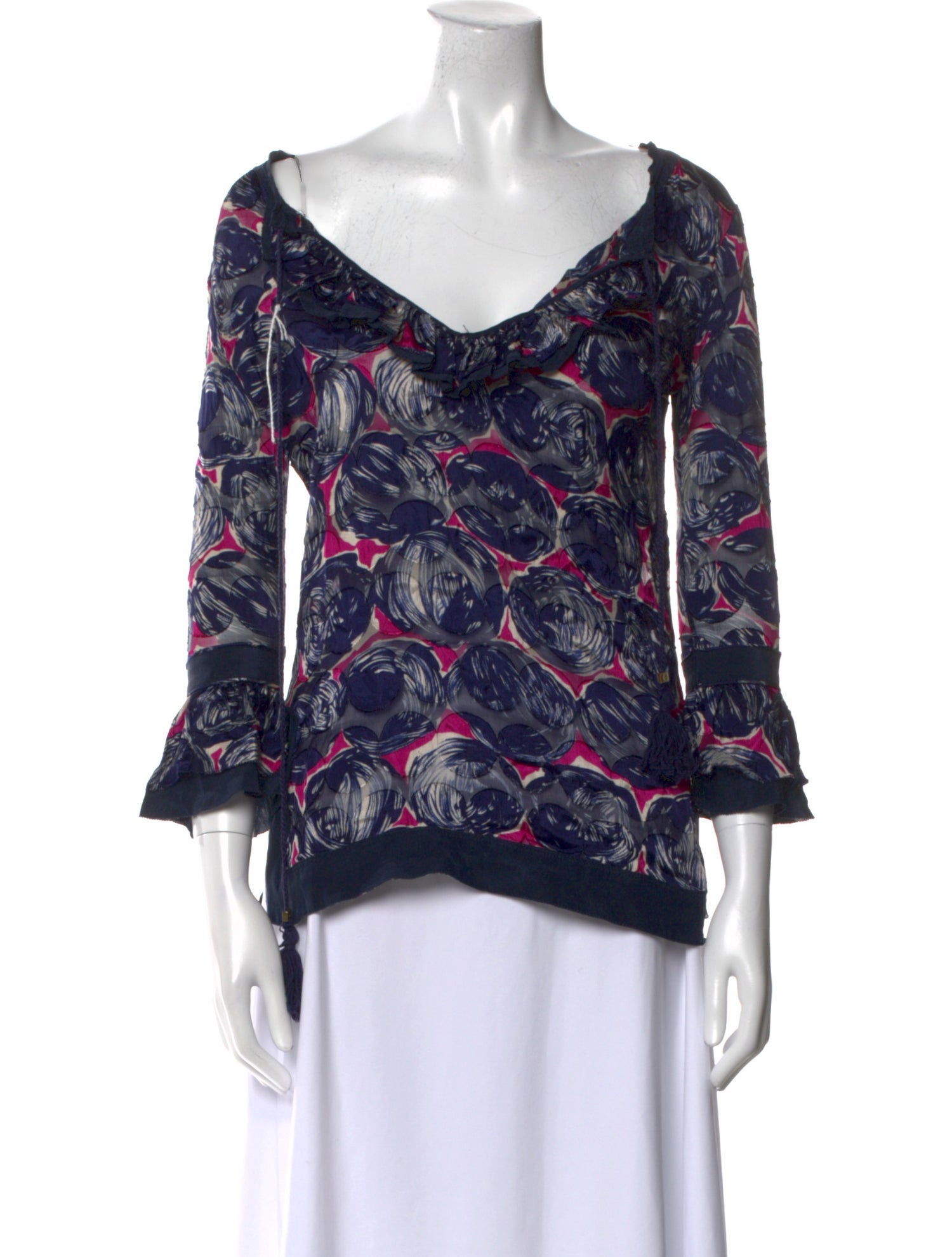 Tory Burch Printed V-Neck Blouse