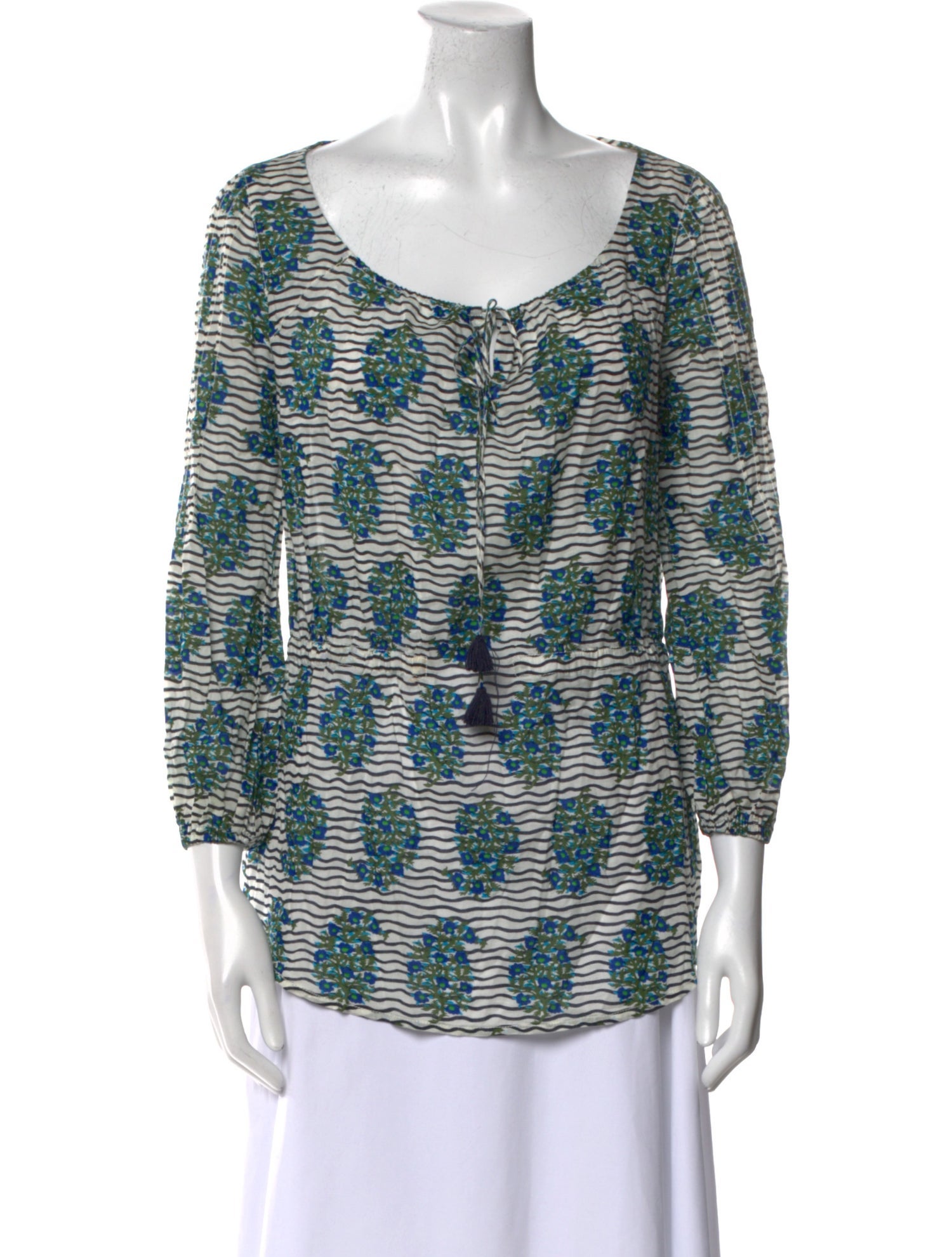 Tory Burch Printed Scoop Neck Blouse