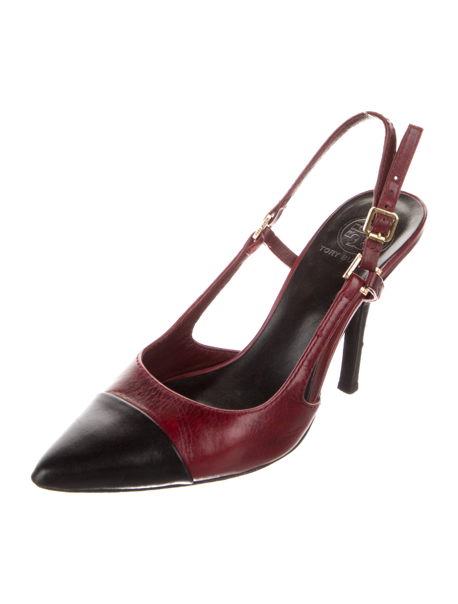Tory Burch Leather Colorblock Pattern Slingback Pumps