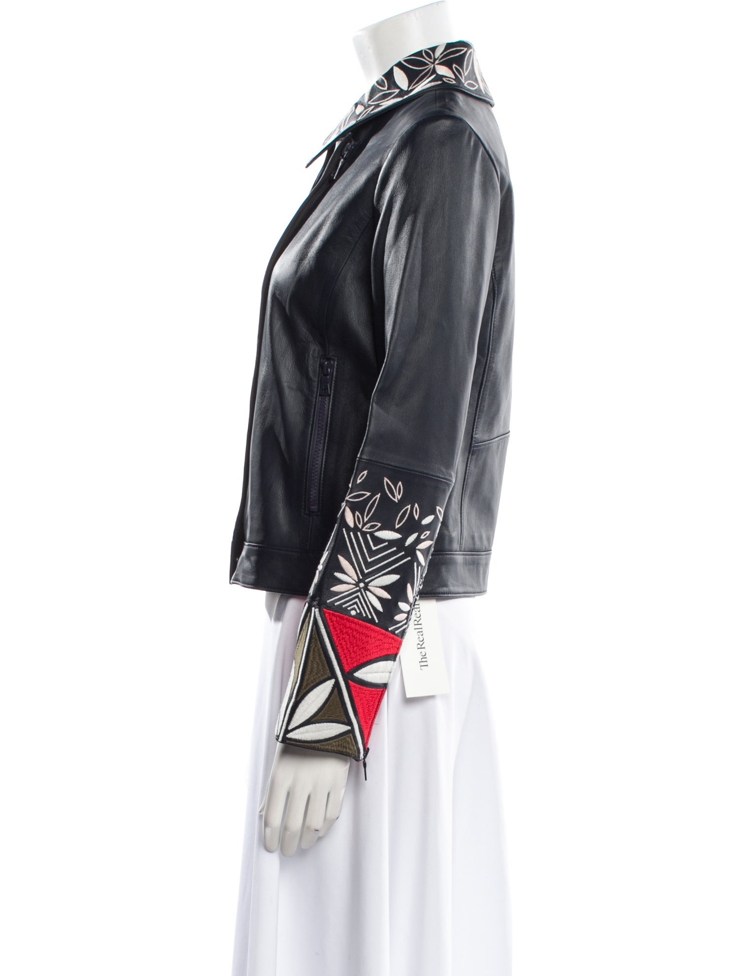 Tory Burch Leather Printed Biker Jacket