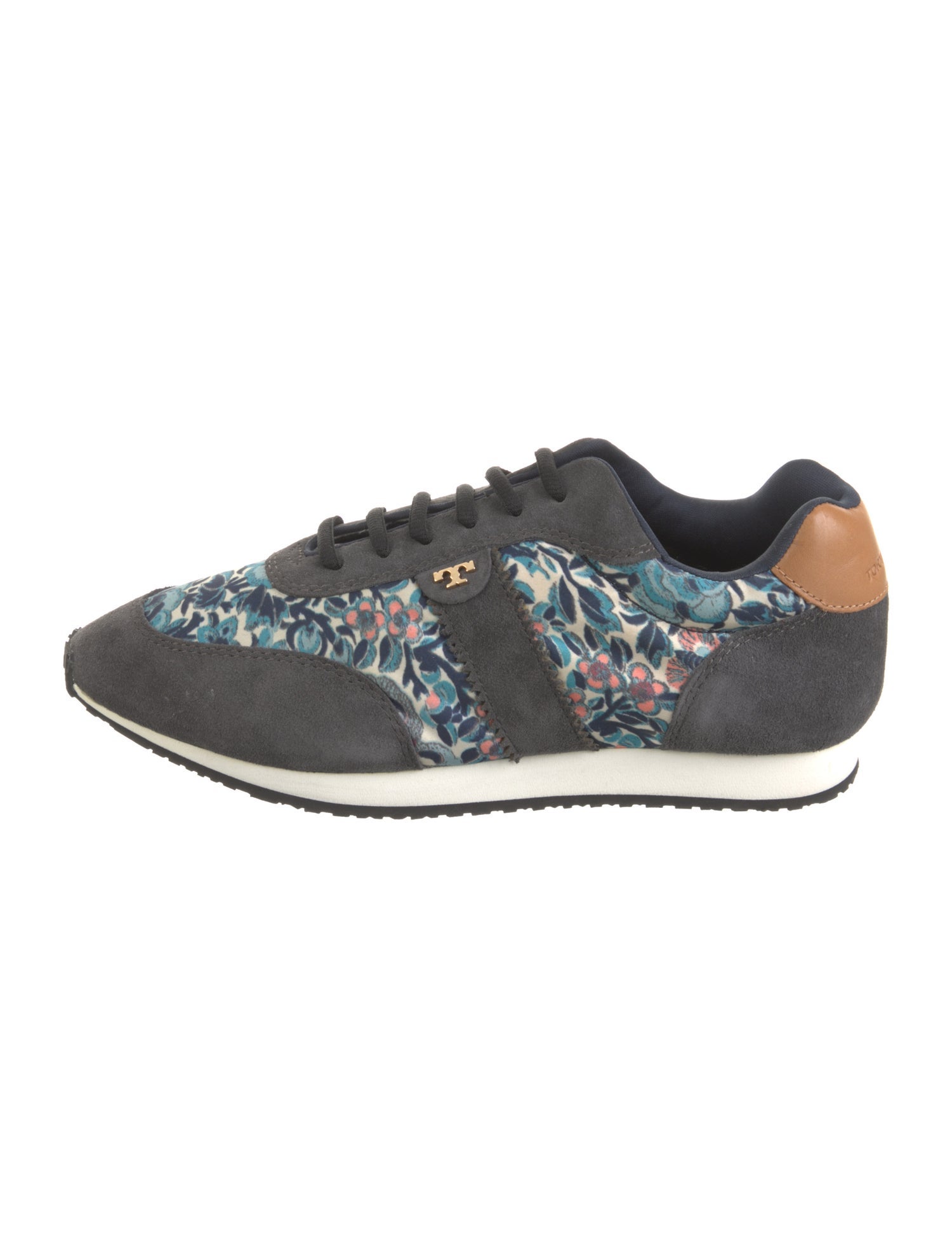Tory Burch Suede Floral Print Sneakers