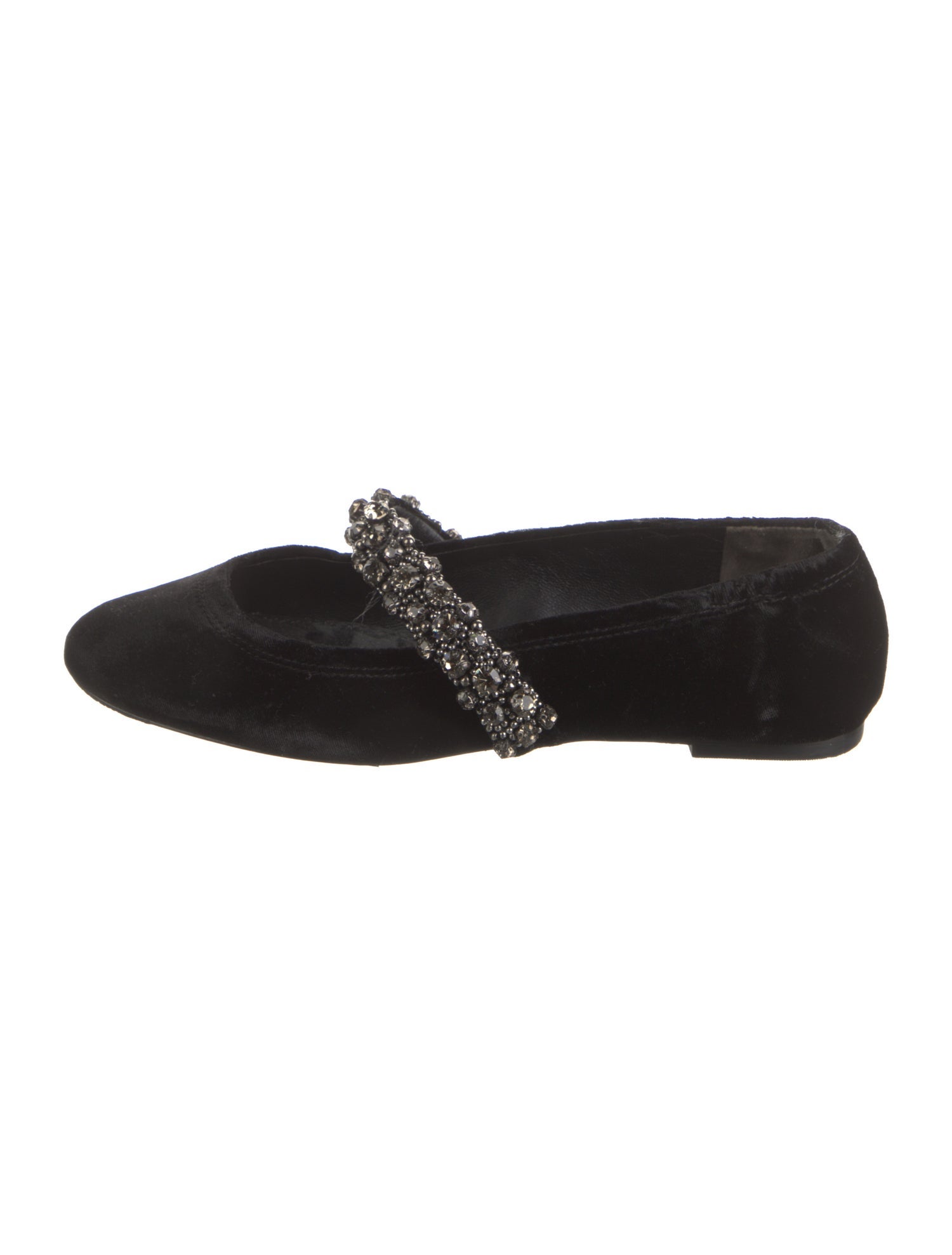 Tory Burch Velvet Crystal Embellishments Mary Jane Flats