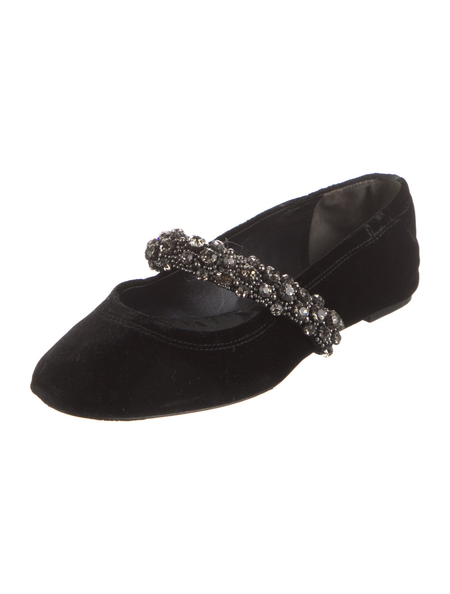 Tory Burch Velvet Crystal Embellishments Mary Jane Flats