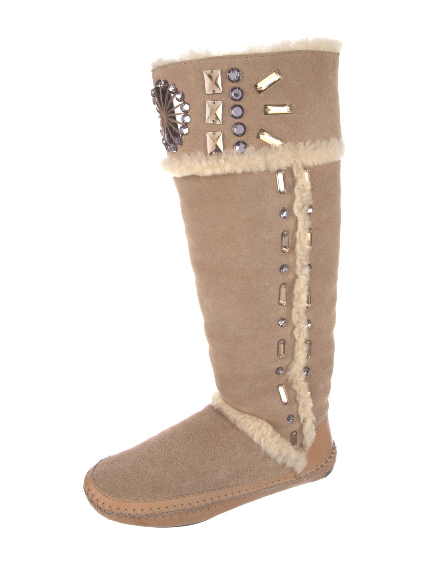 Tory Burch Suede Crystal Embellishments Boots