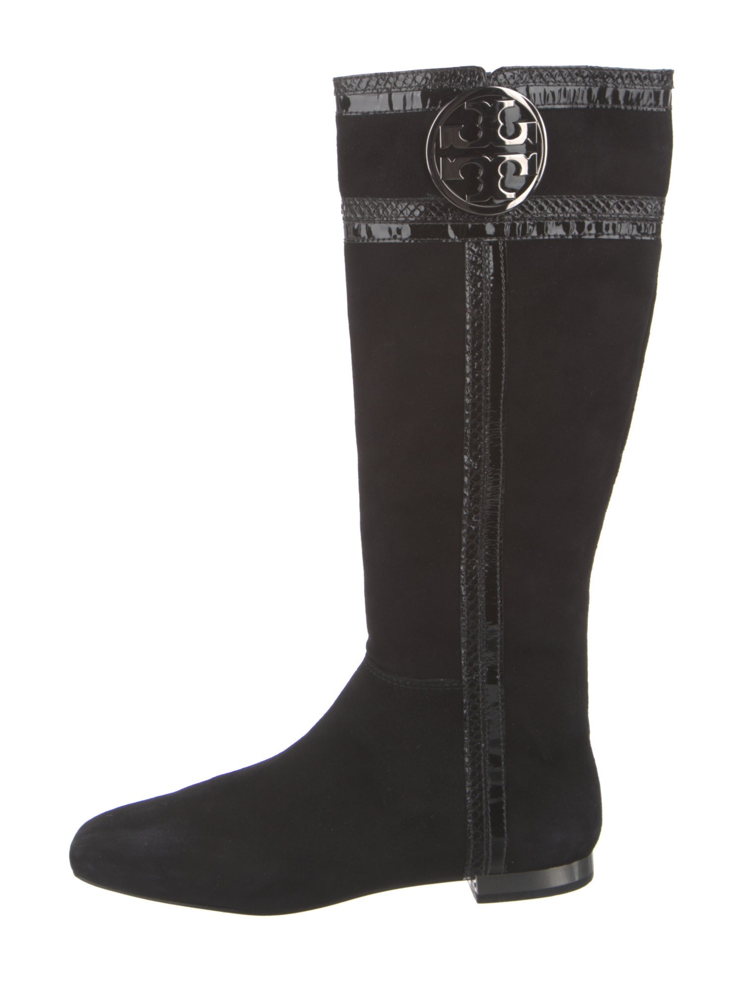 Tory Burch Suede Leather Trim Embellishment Riding Boots
