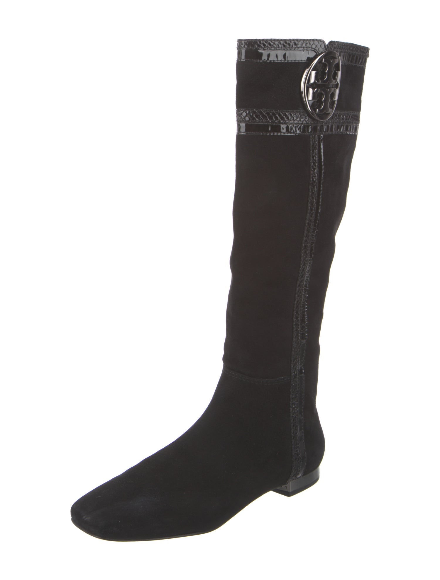 Tory Burch Suede Leather Trim Embellishment Riding Boots