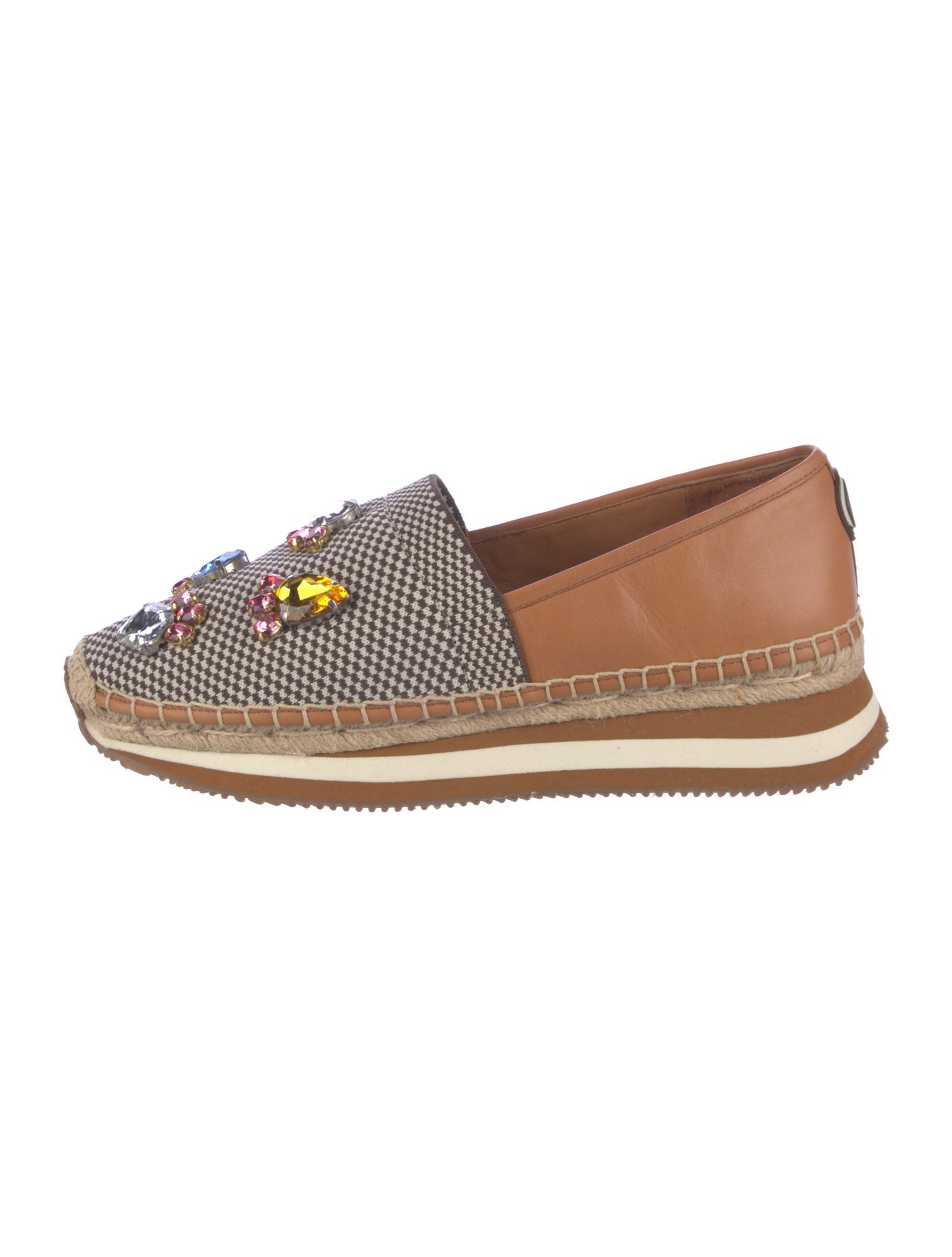 Tory Burch Printed Crystal Embellishments Espadrilles