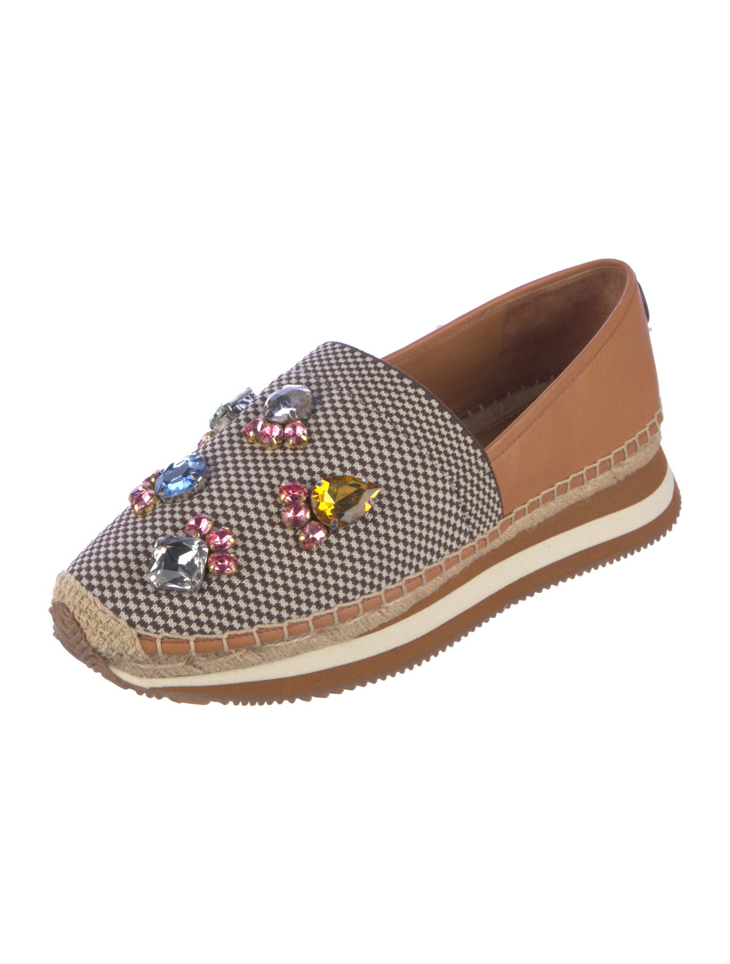 Tory Burch Printed Crystal Embellishments Espadrilles