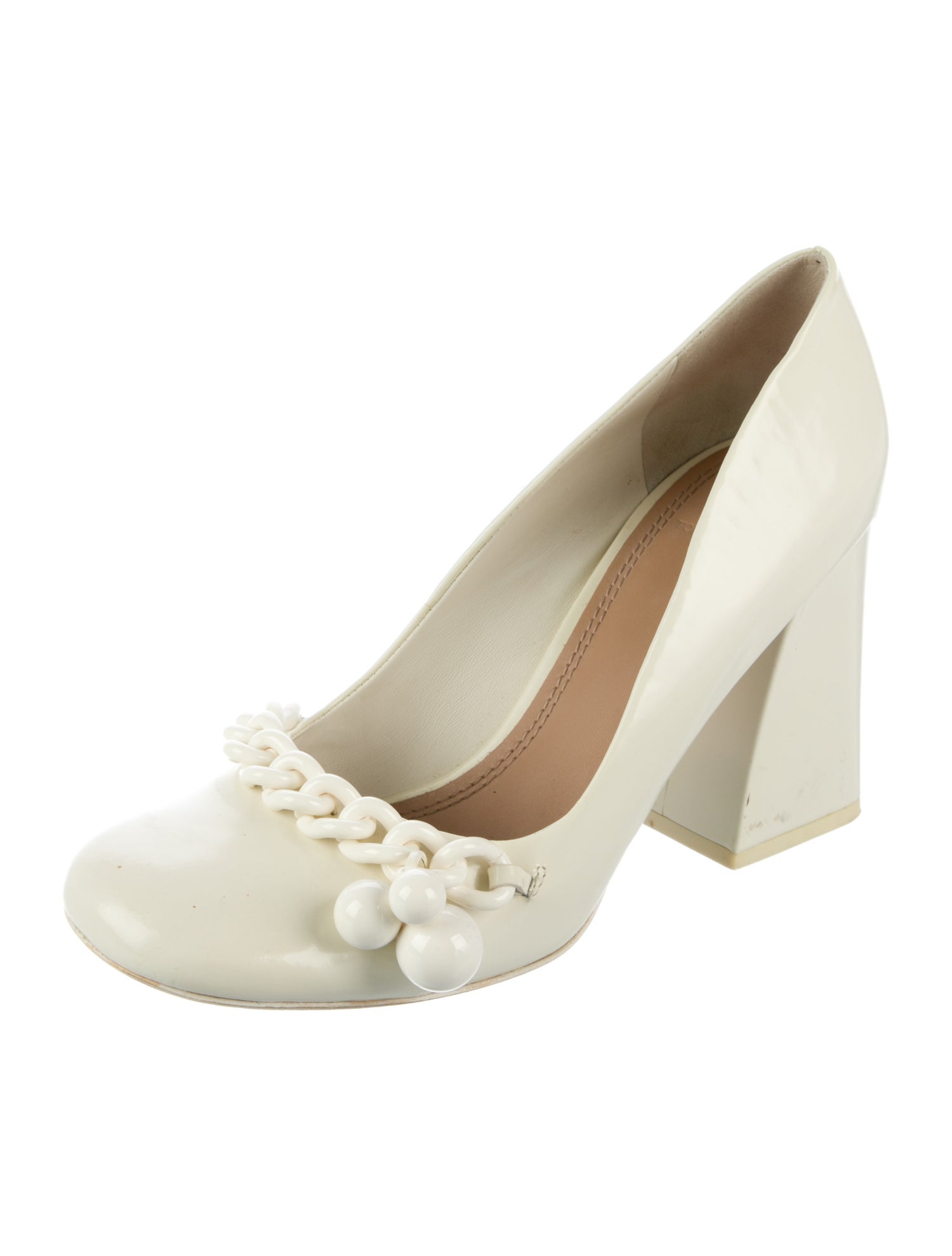 Tory Burch Patent Leather Chain-Link Accents Pumps