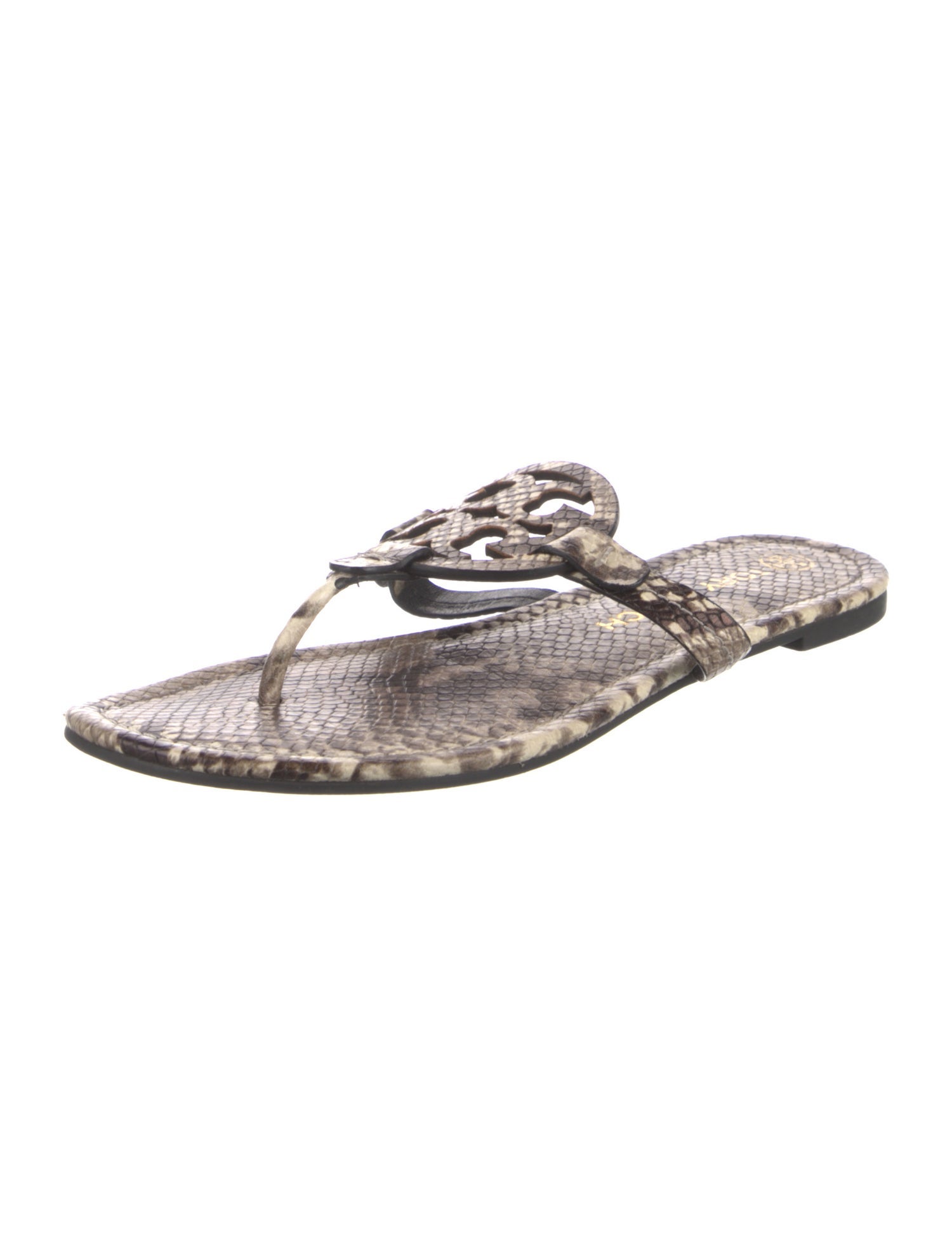 Tory Burch Leather Animal Print Slides