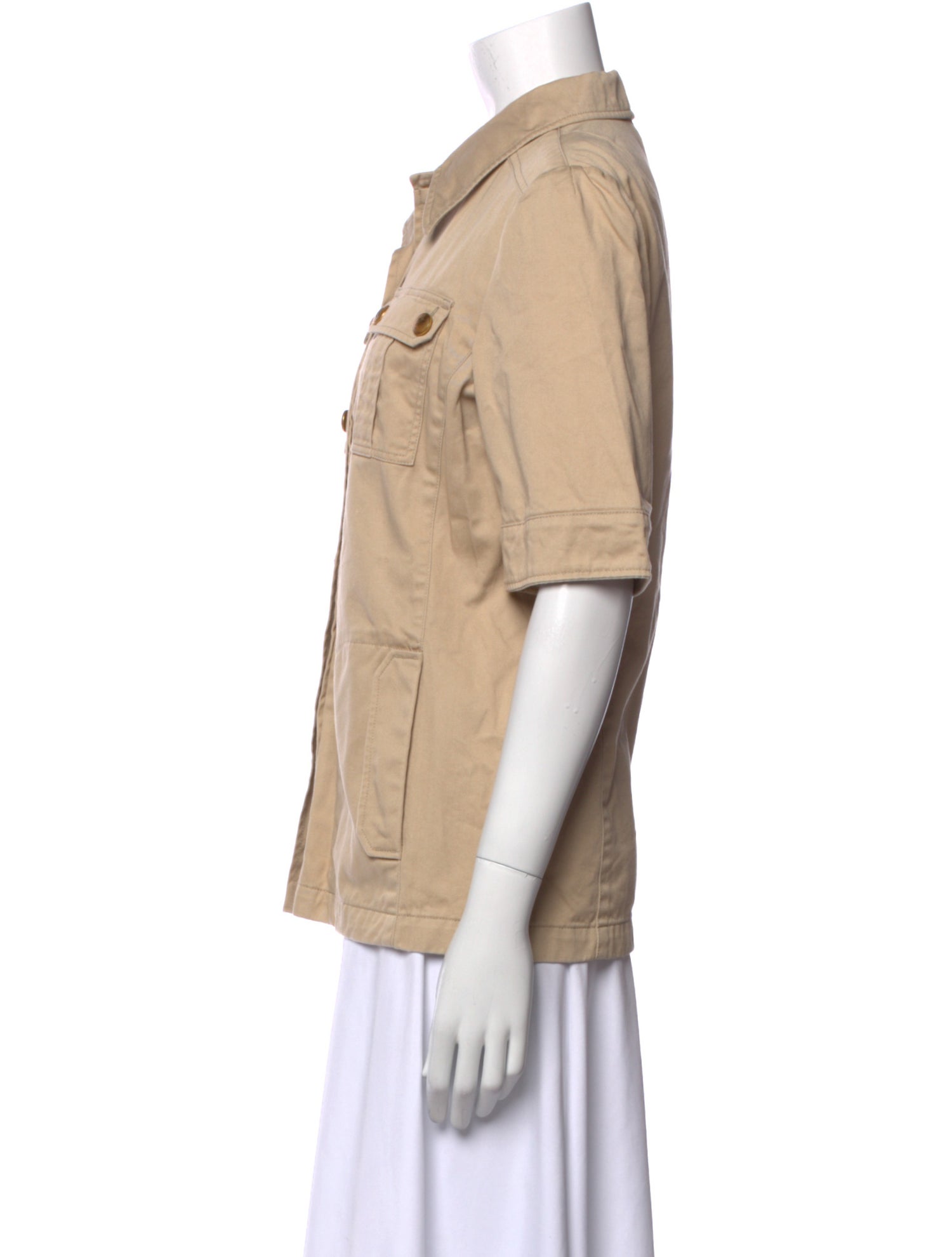 Tory Burch Short Sleeve Button-Up Top