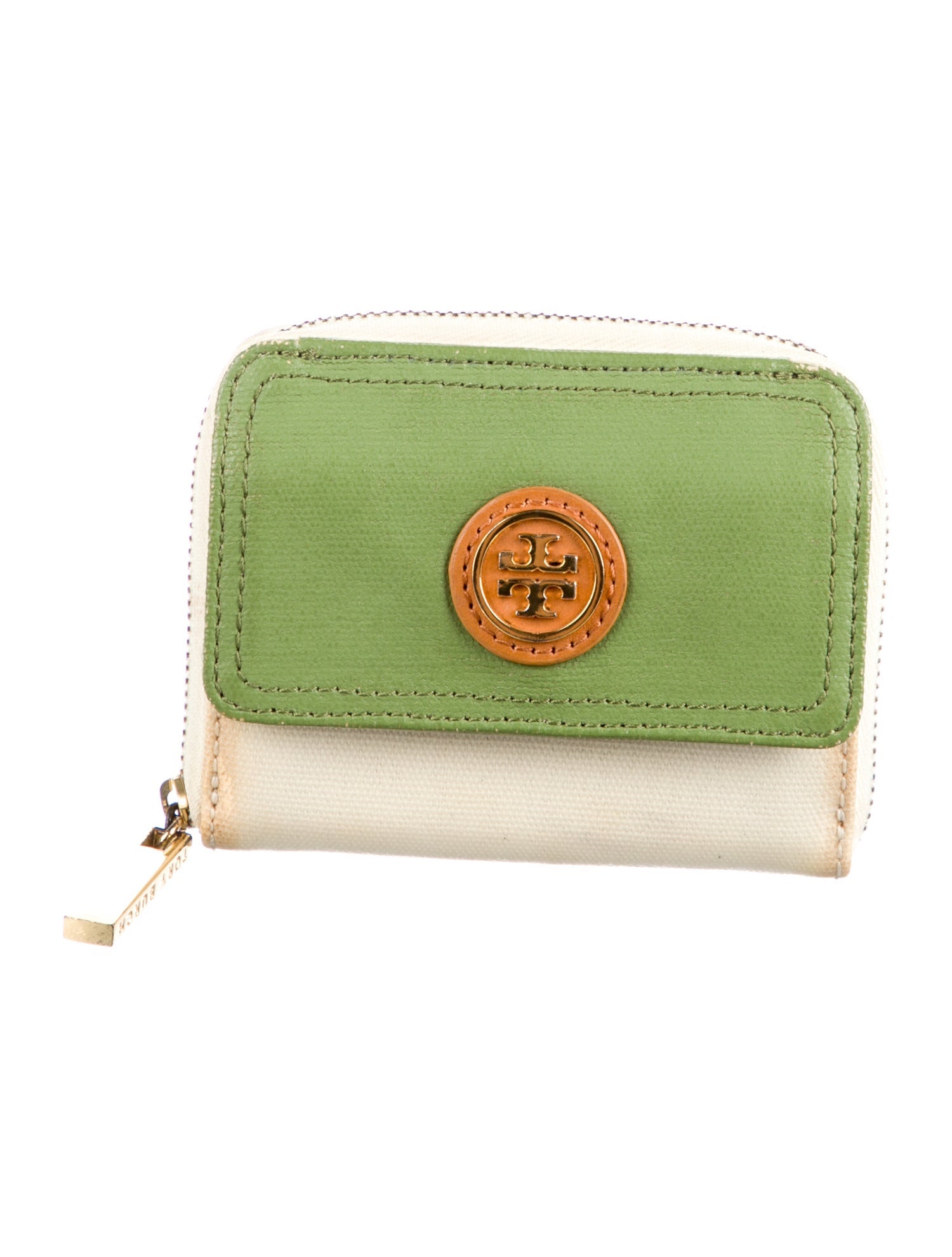 Tory Burch Leather Colorblock Pattern Compact Wallet