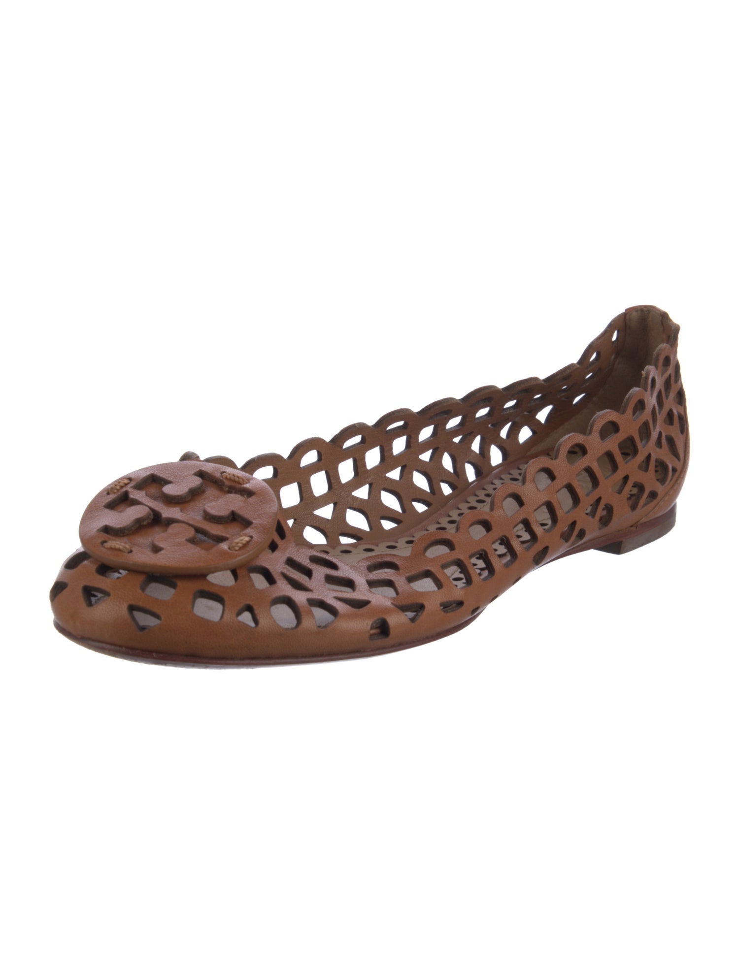 Tory Burch Leather Lasercut Accents Ballet Flats