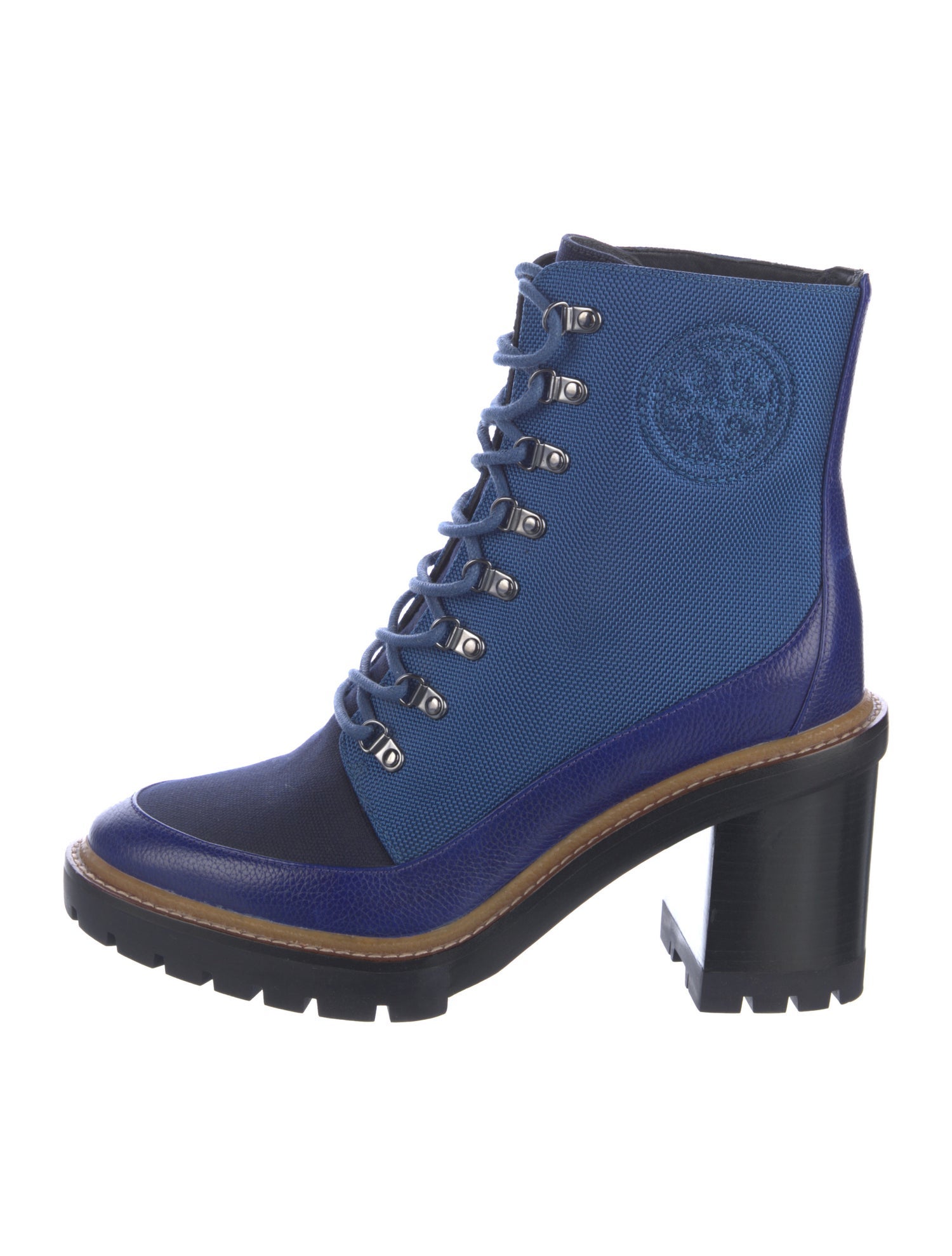 Tory Burch Colorblock Pattern Combat Boots