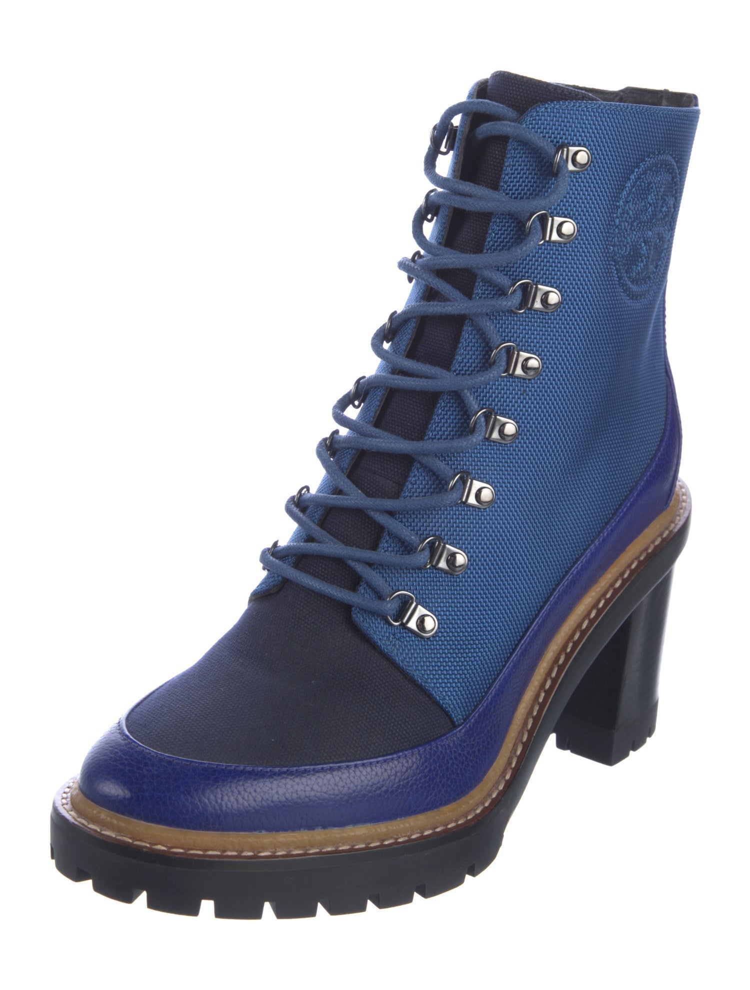 Tory Burch Colorblock Pattern Combat Boots