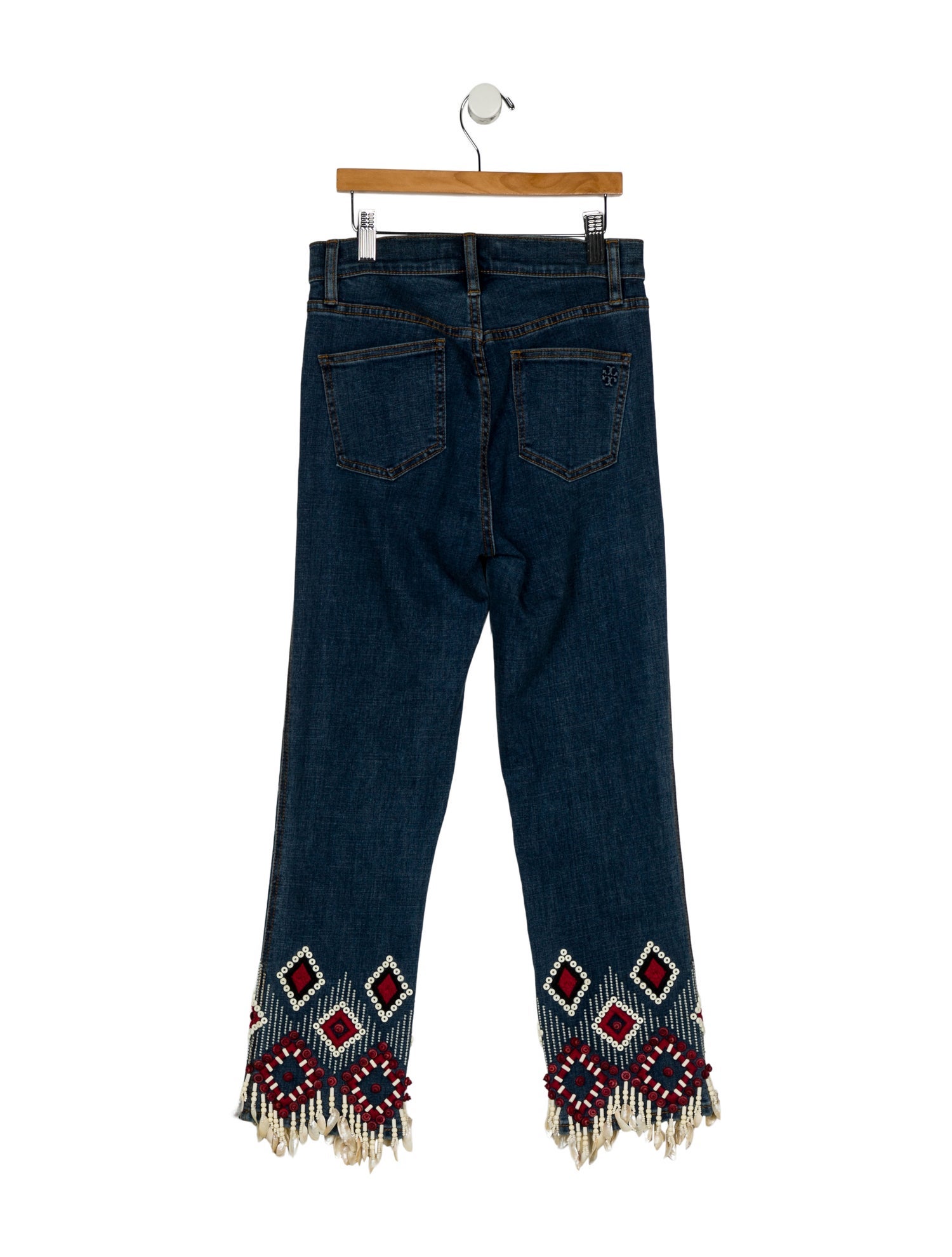 Tory Burch Mid-Rise Straight Leg Jeans