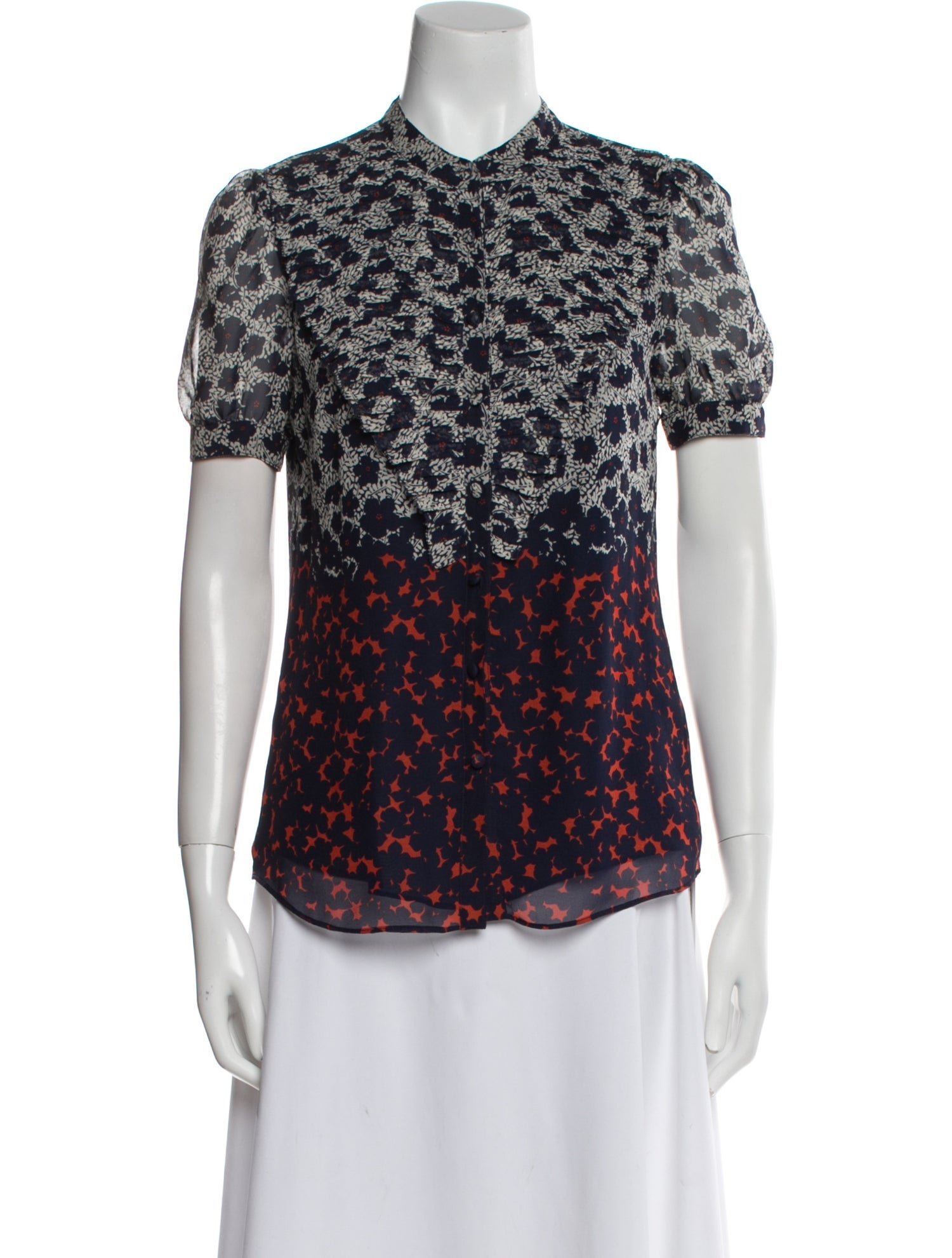 Tory Burch Silk Printed Button-Up Top