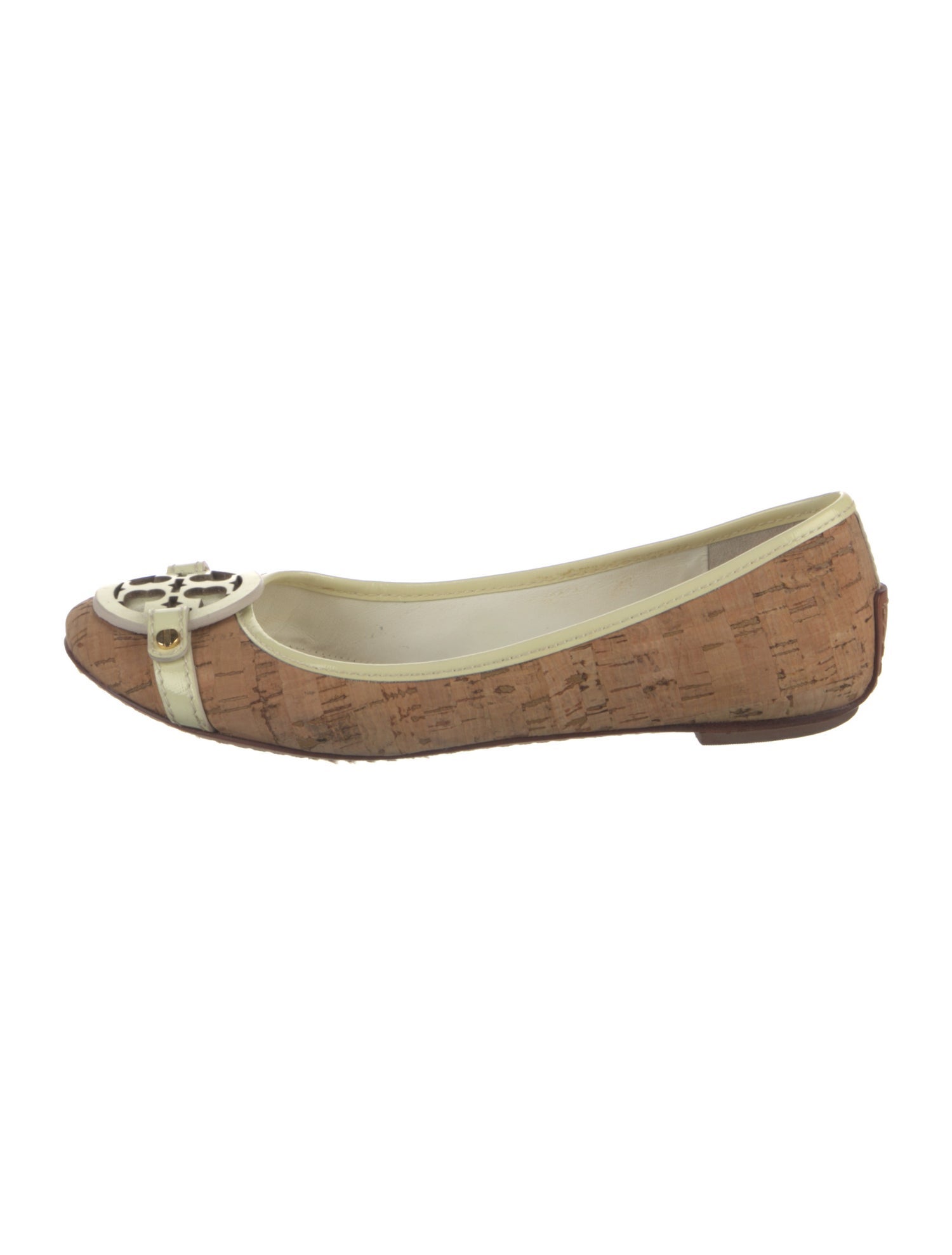 Tory Burch Printed Leather Trim Embellishment Ballet Flats