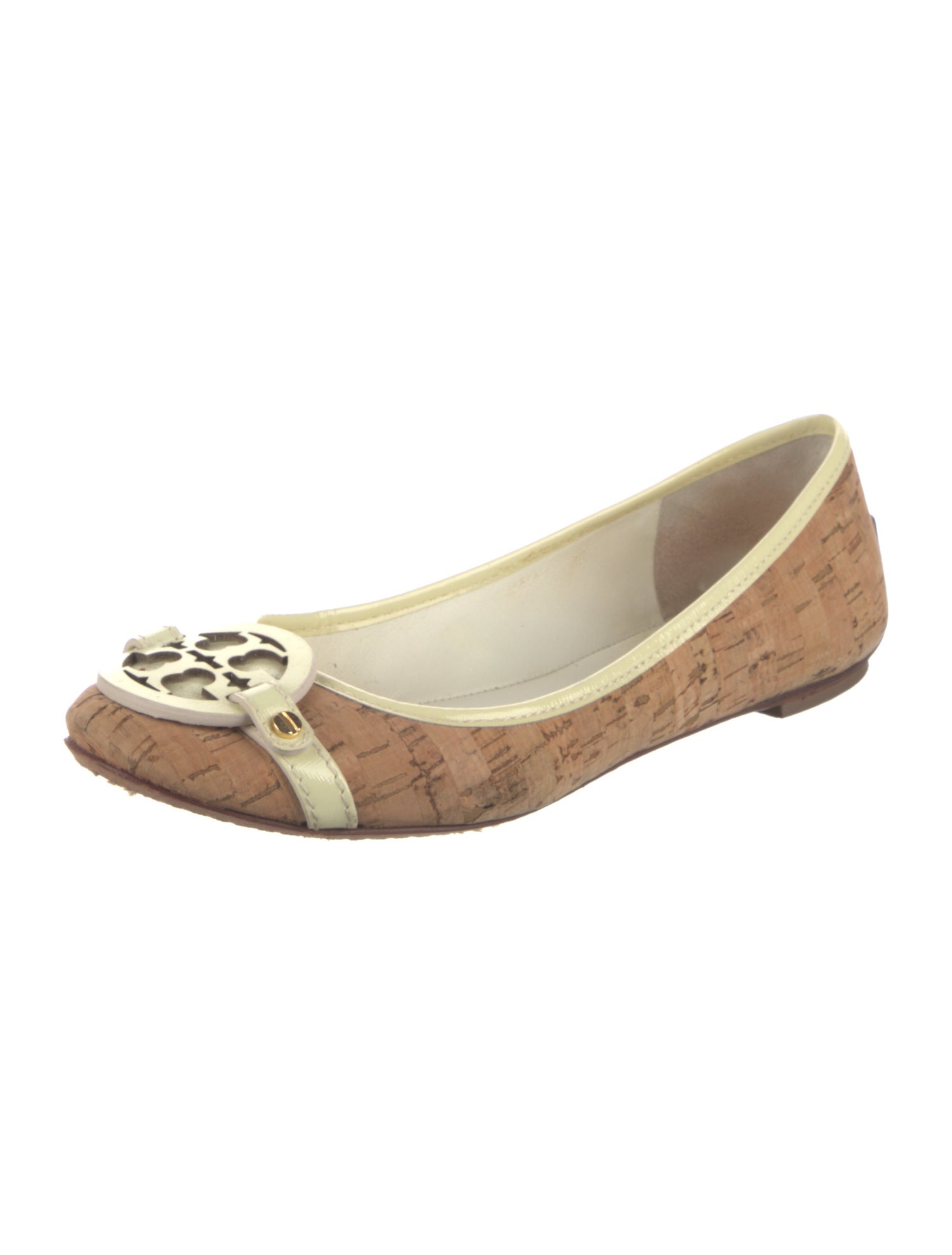 Tory Burch Printed Leather Trim Embellishment Ballet Flats