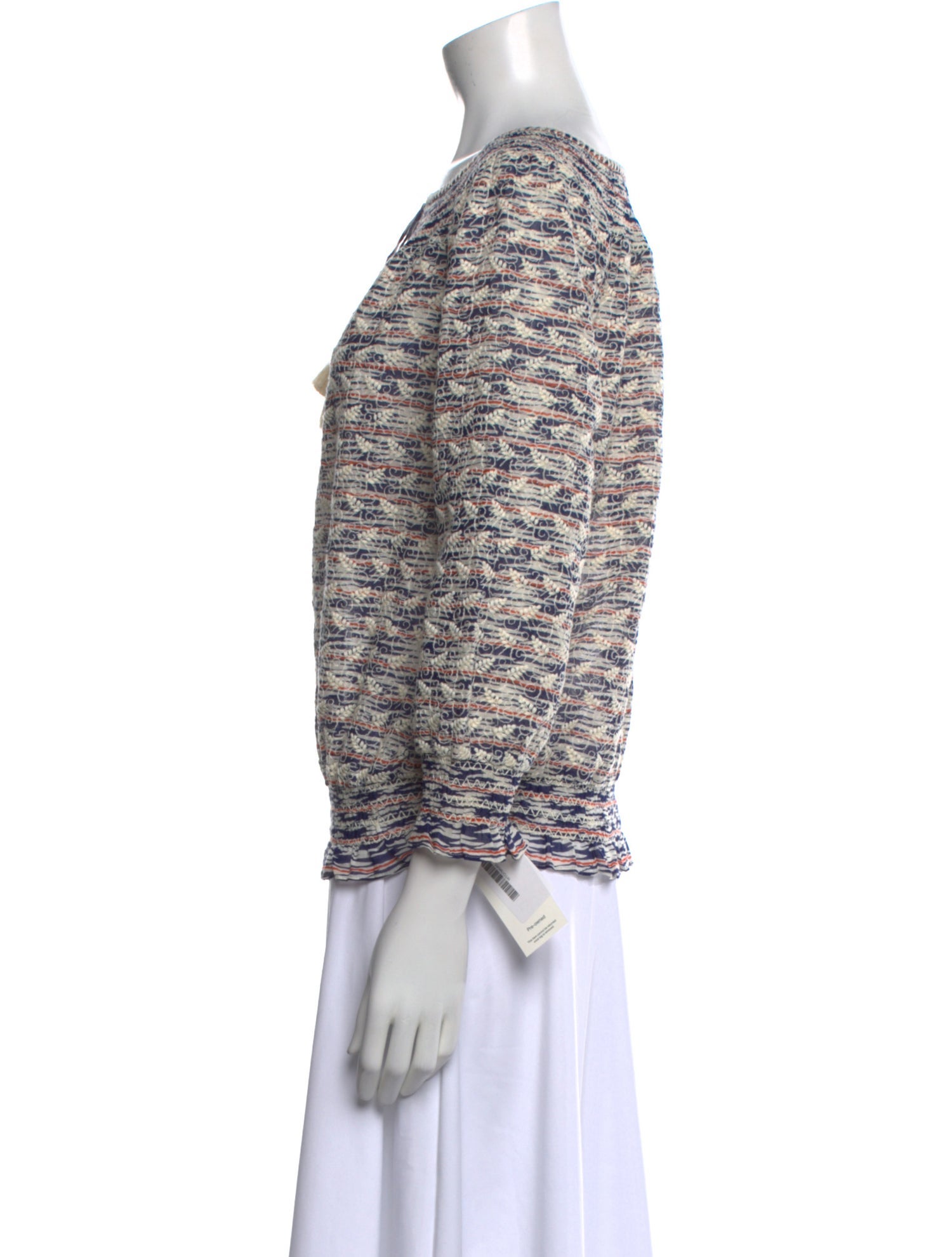 Tory Burch Printed Bateau Neckline Blouse