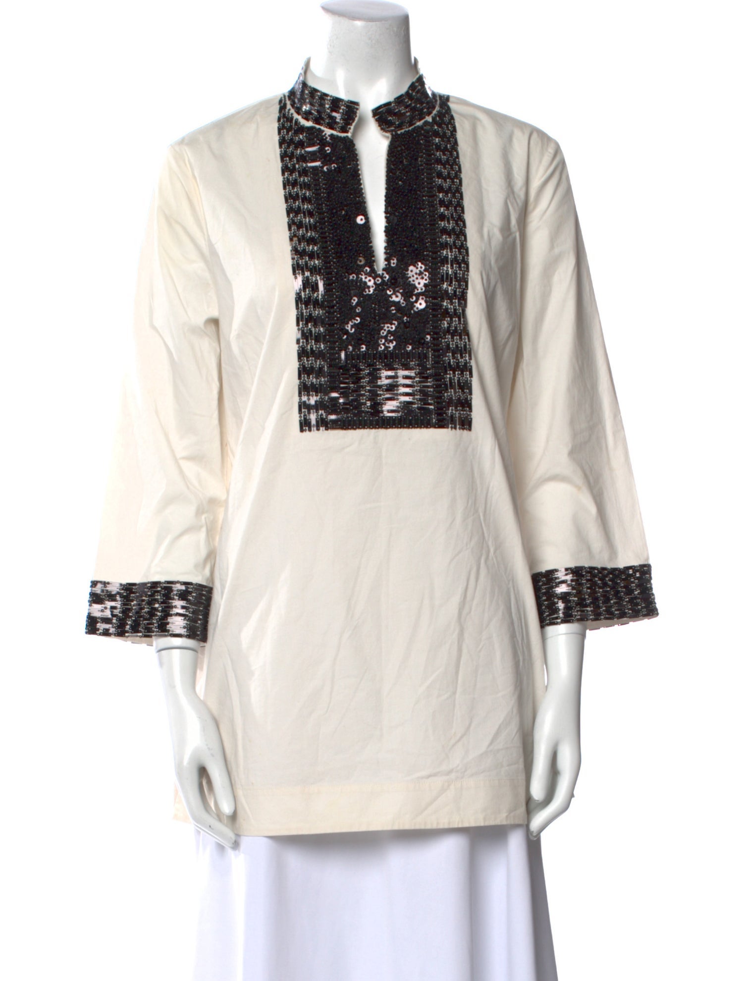 Tory Burch V-Neck Three-Quarter Sleeve Tunic