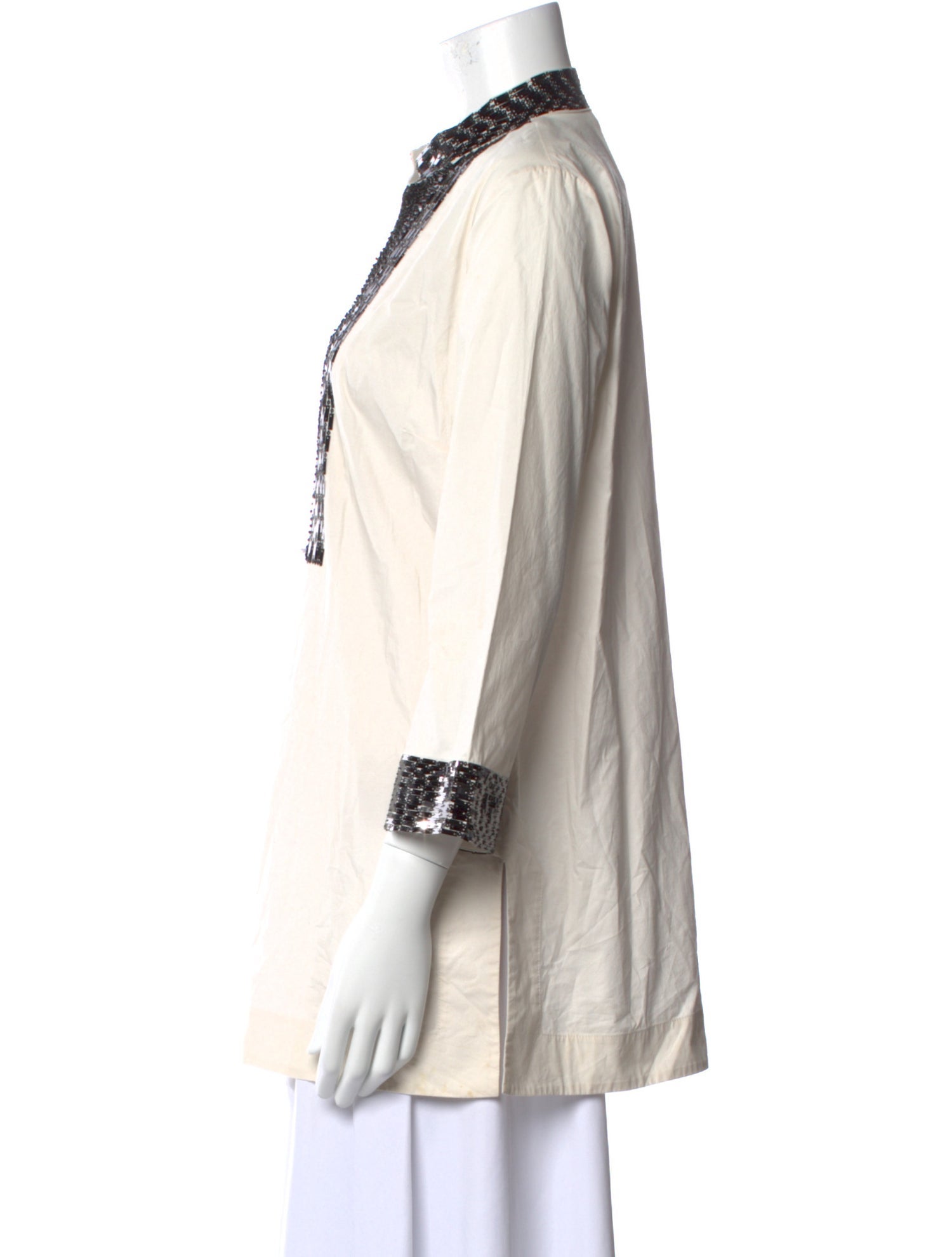 Tory Burch V-Neck Three-Quarter Sleeve Tunic