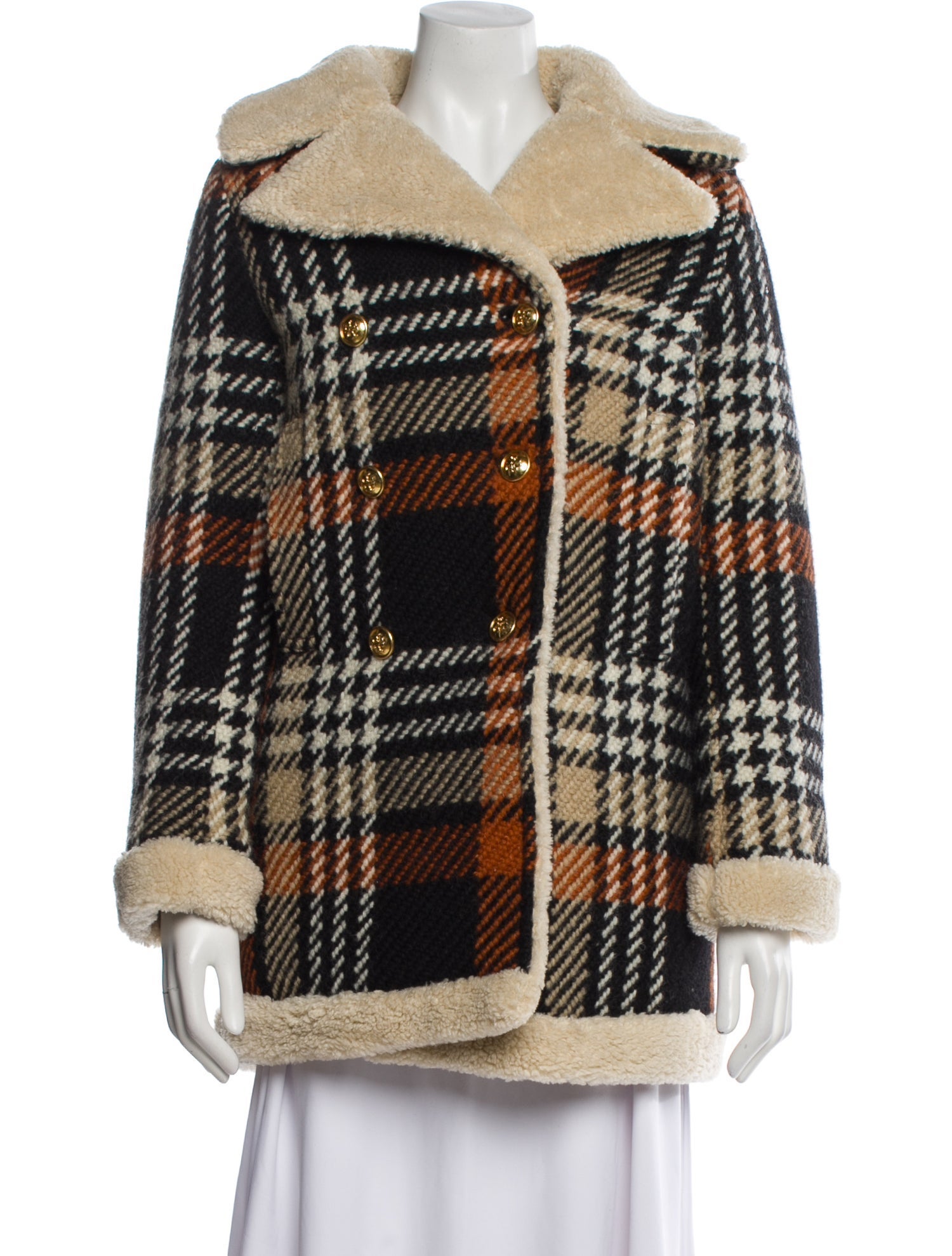 Tory Burch Wool Houndstooth Print Coat