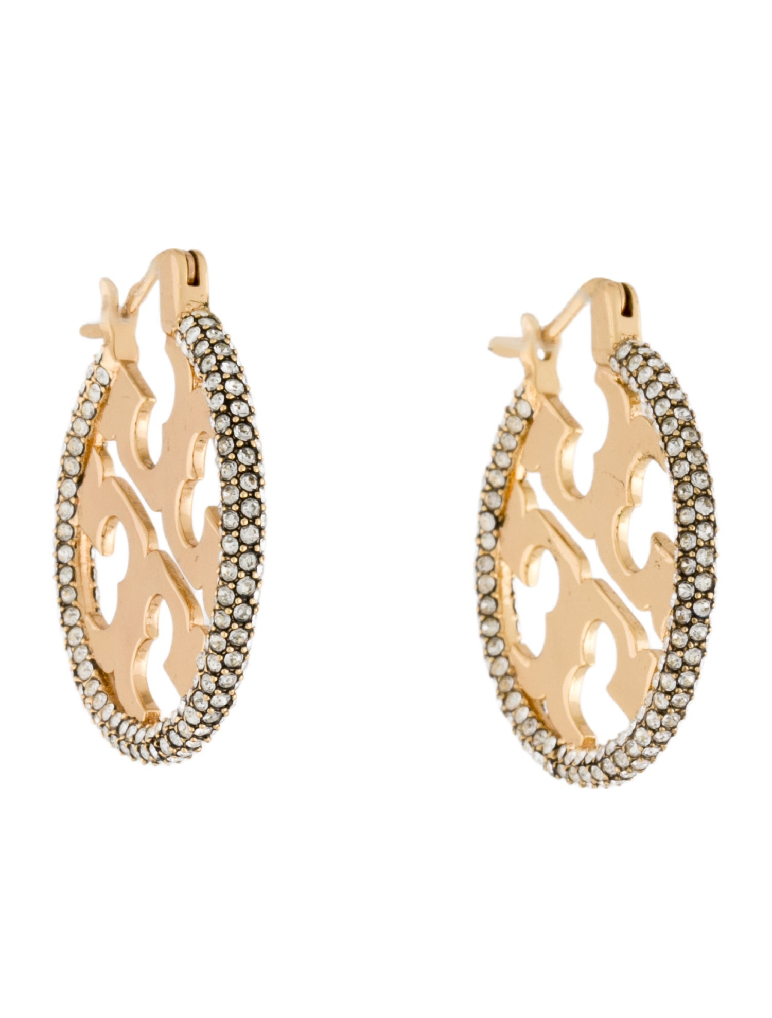 Tory Burch Crystal Miller Hoop Earrings