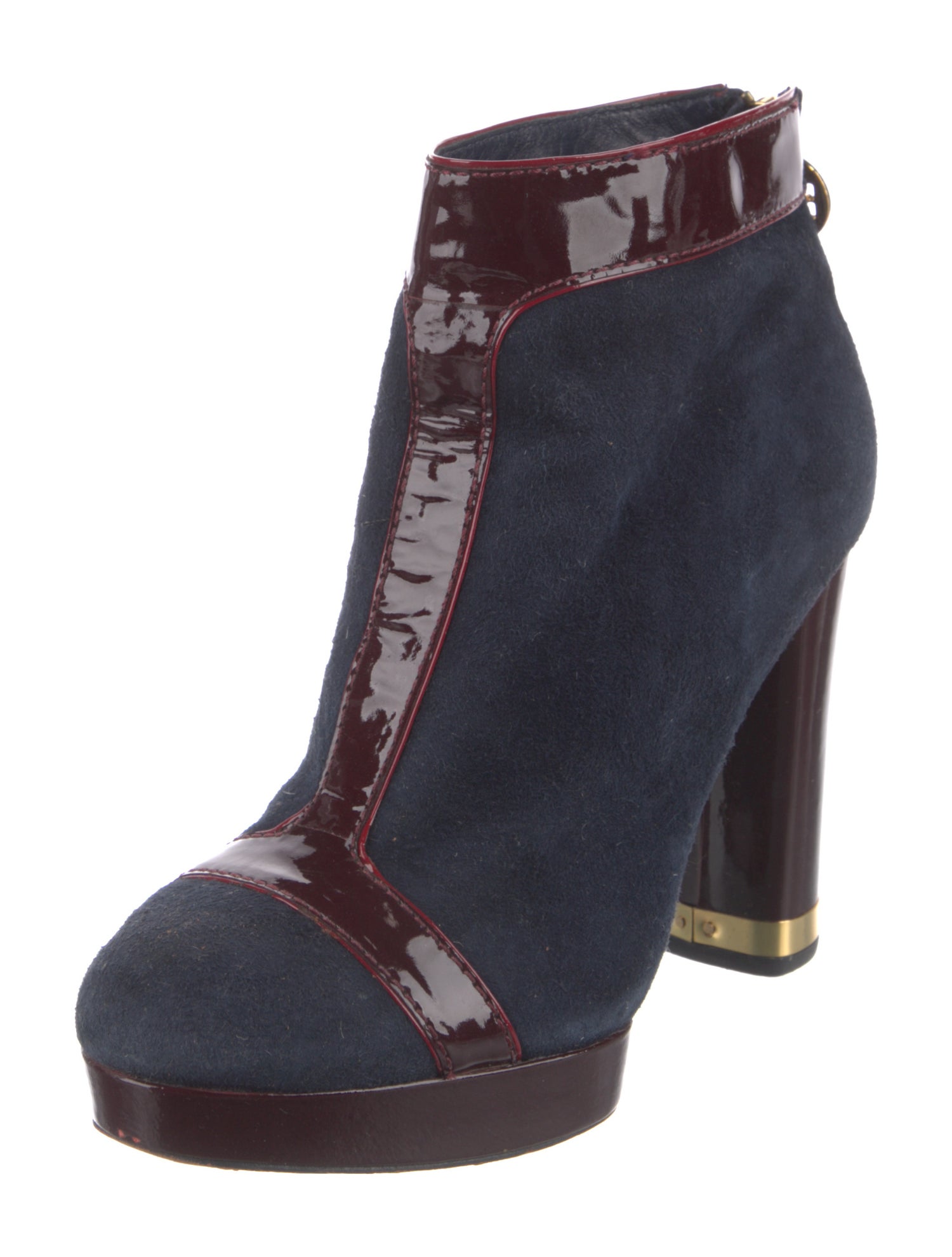 Tory Burch Suede Colorblock Pattern Boots