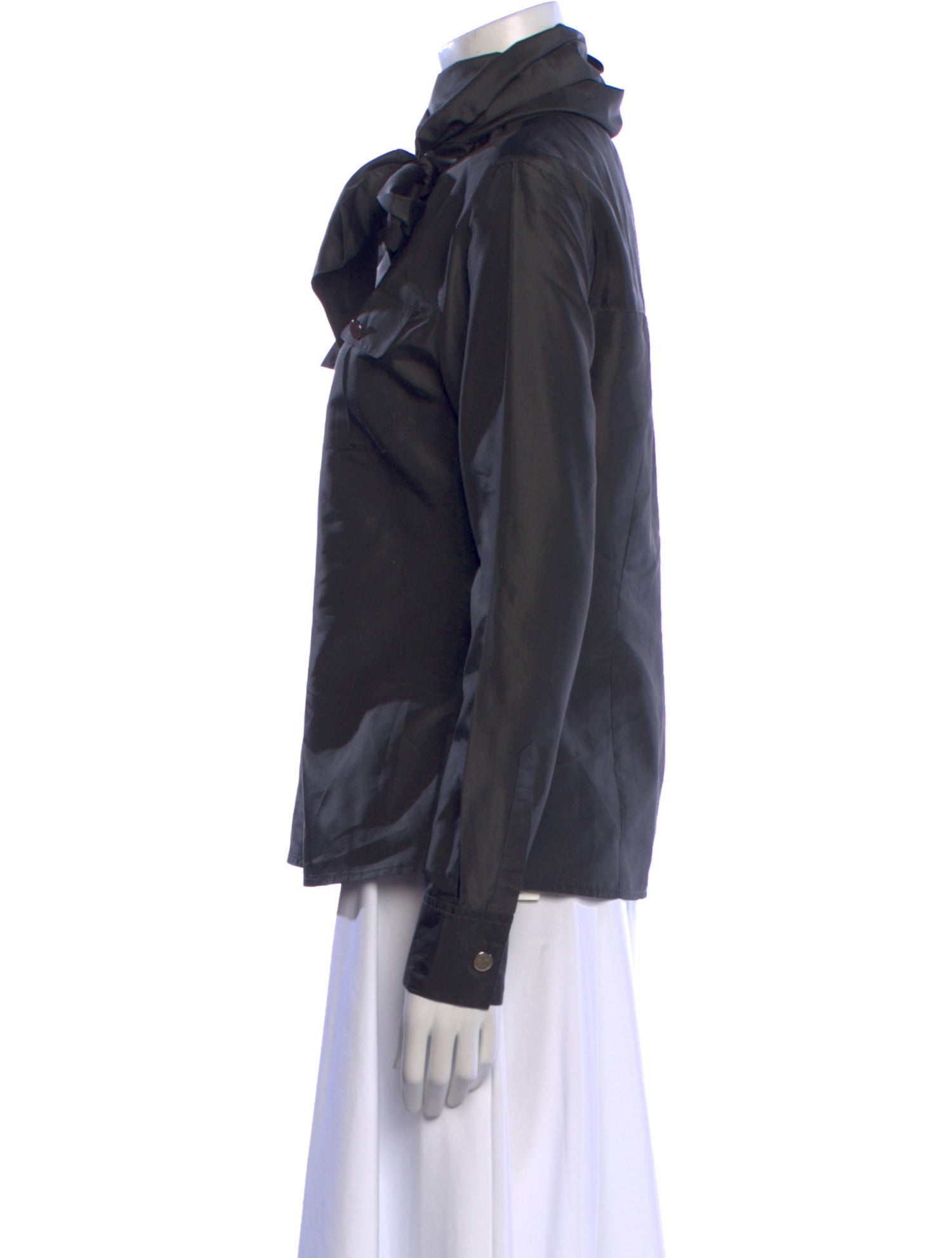 Tory Burch Silk Mock Neck Button-Up Top