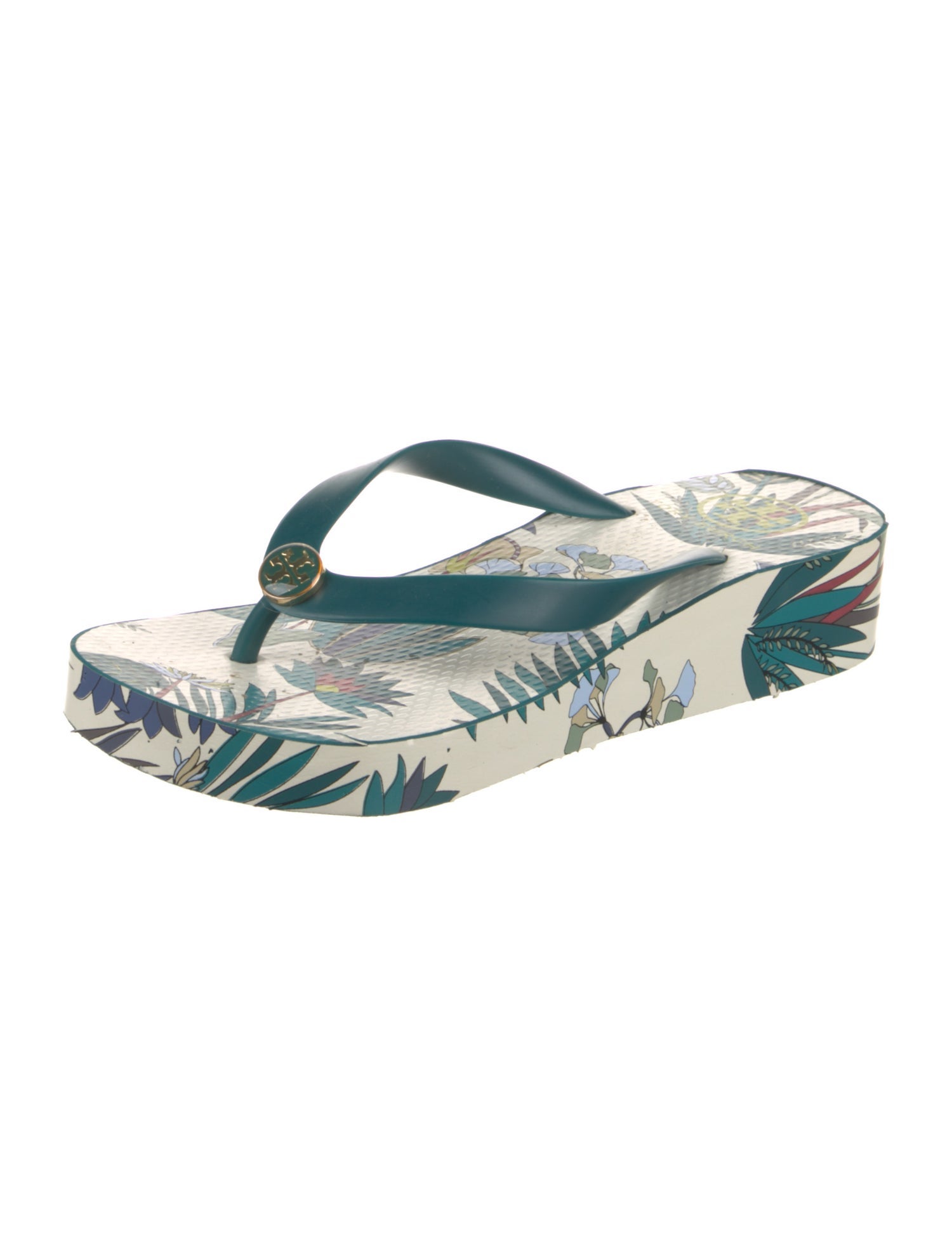 Tory Burch Rubber Floral Print Flip Flops