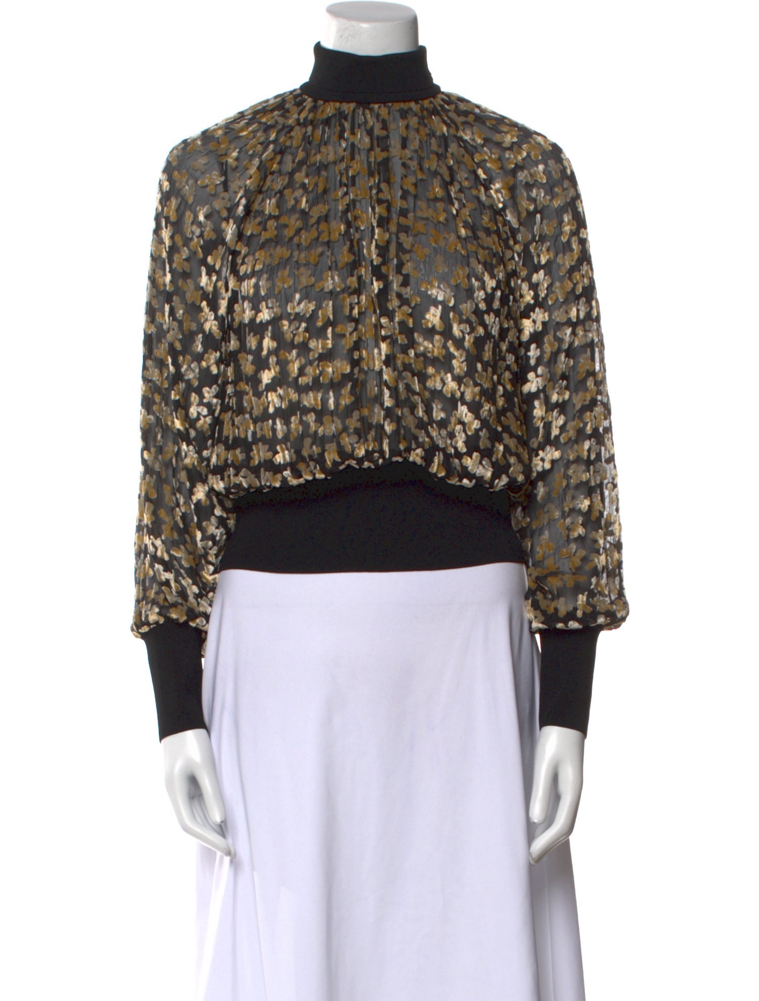 Tory Burch Printed Mock Neck Crop Top