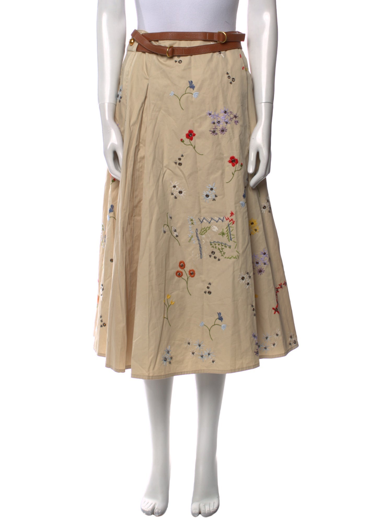 Tory Burch Floral Print Midi Length Skirt