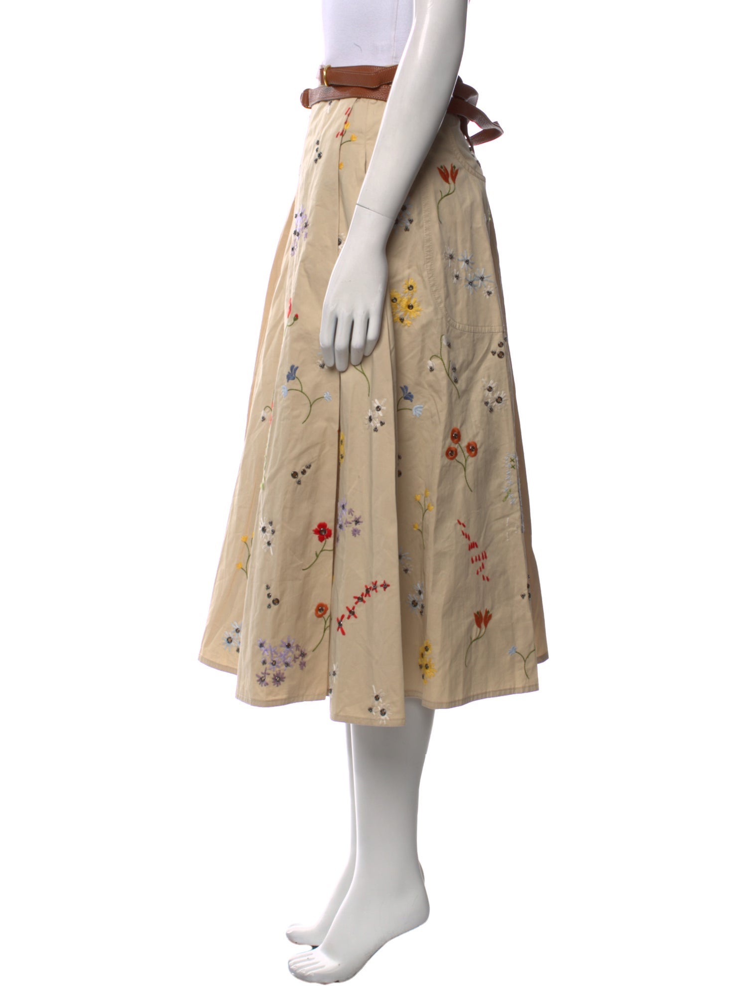 Tory Burch Floral Print Midi Length Skirt