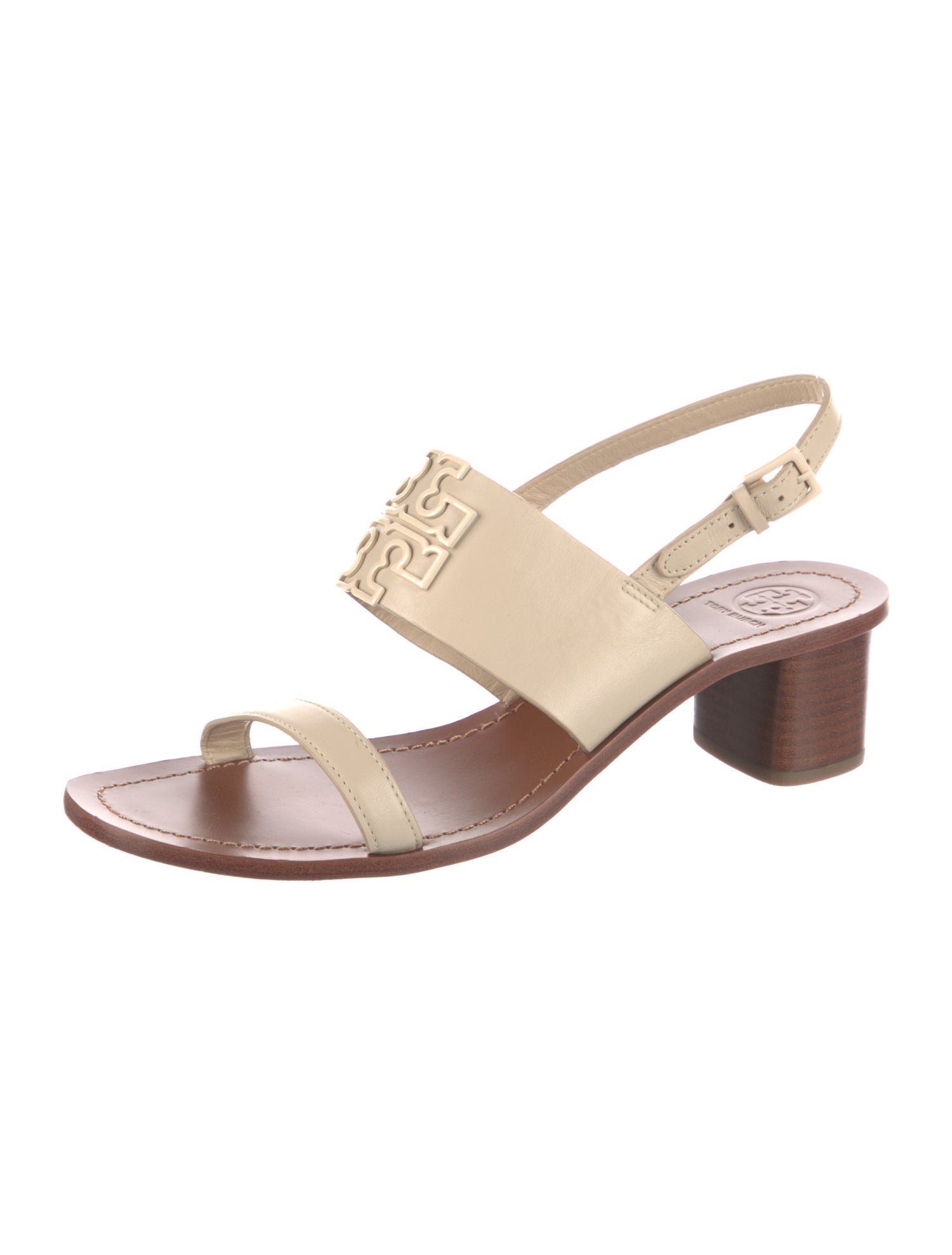 Tory Burch Leather Colorblock Pattern Slingback Sandals