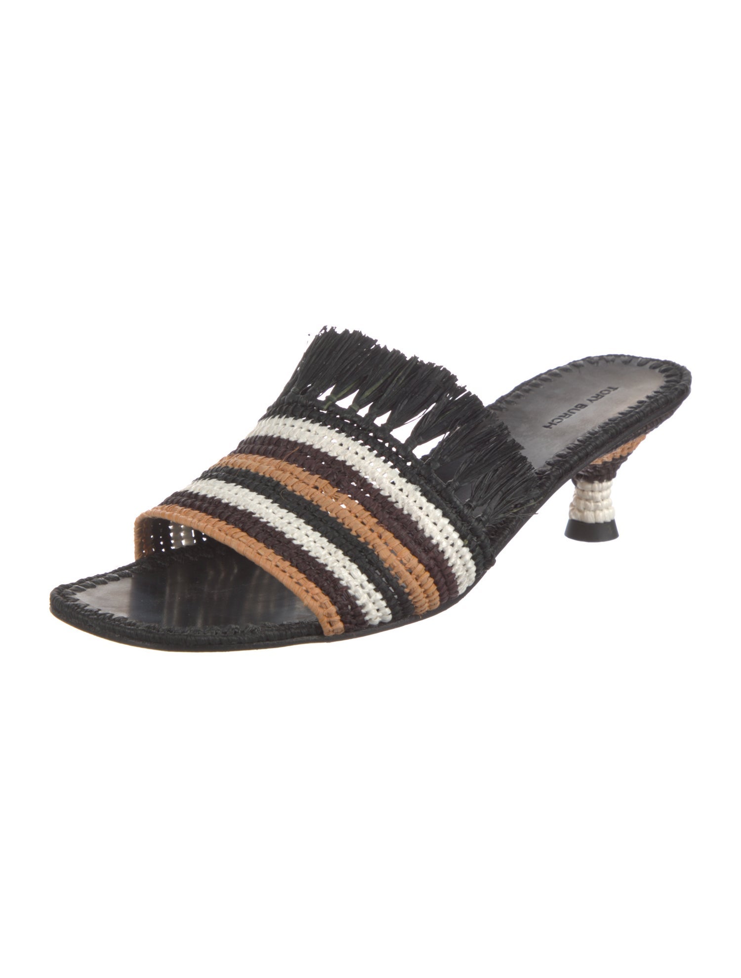 Tory Burch Raffia Printed Slides