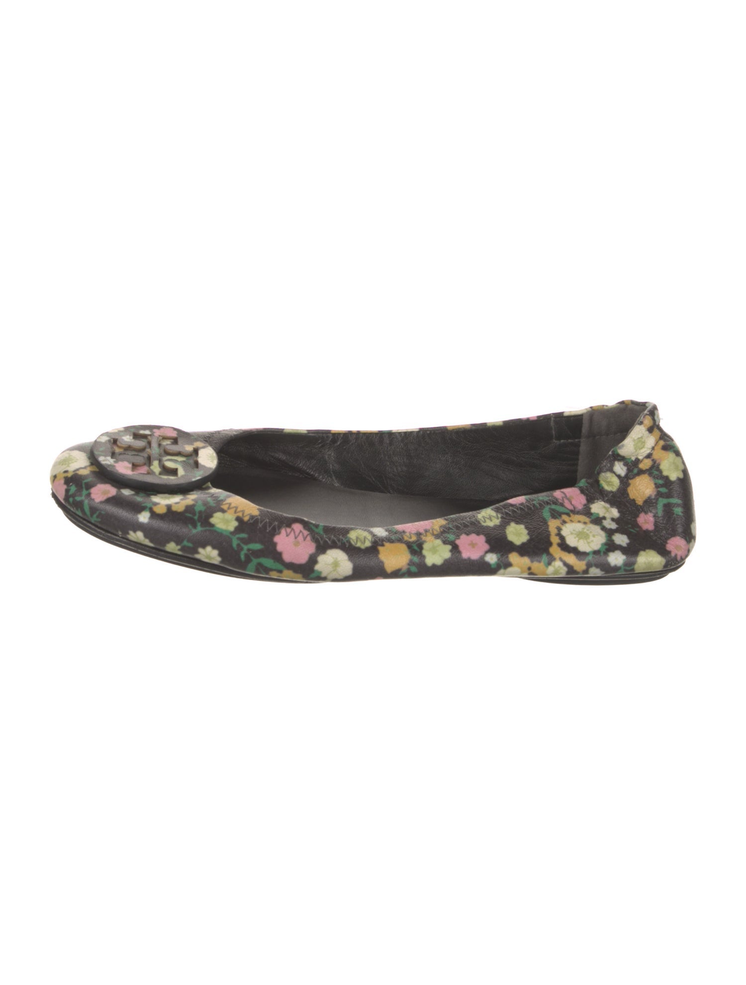 Tory Burch Leather Floral Print Flats