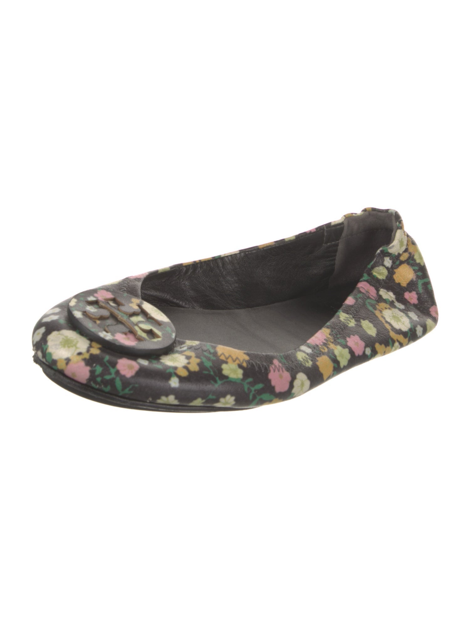 Tory Burch Leather Floral Print Flats