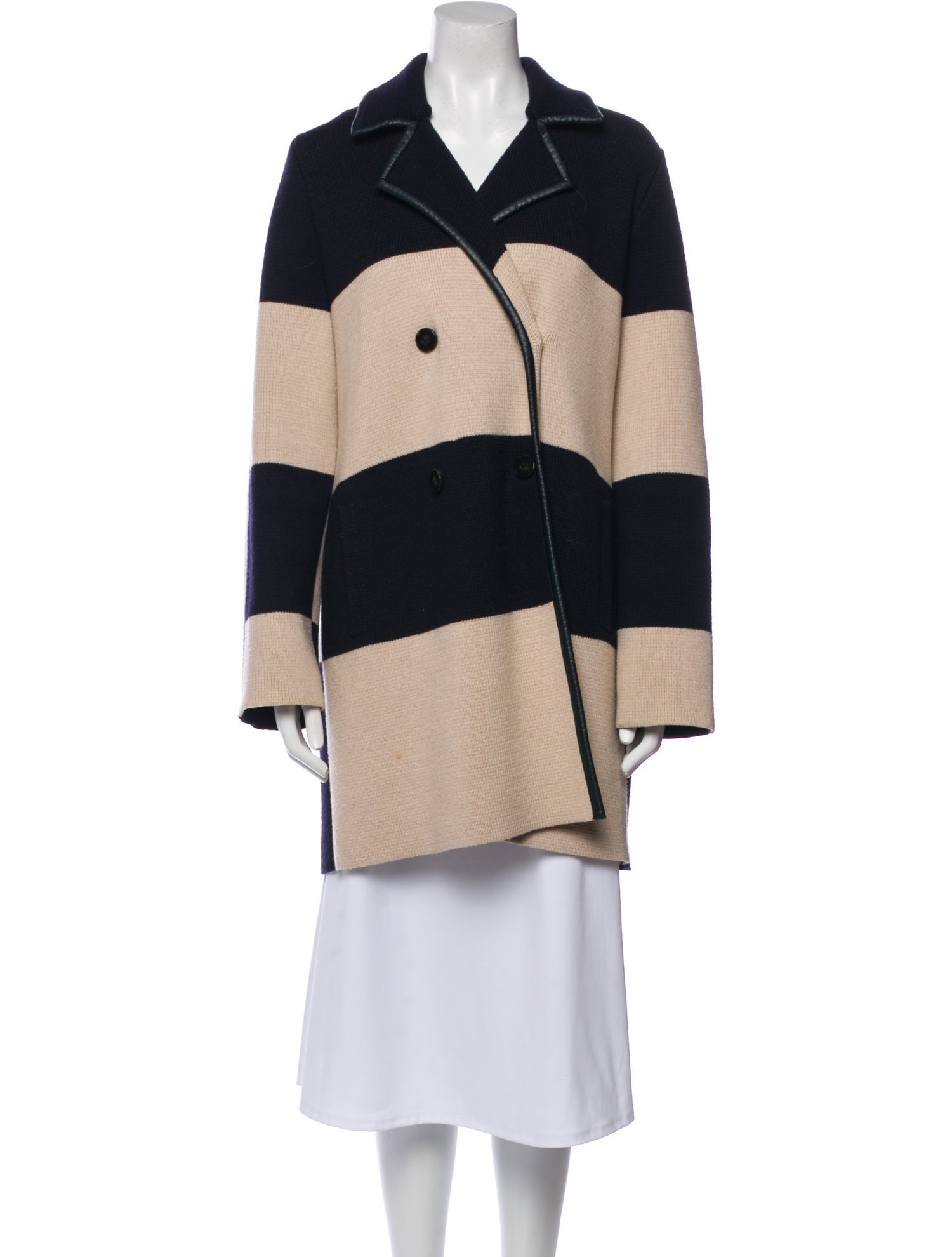 Tory Burch Wool Striped Peacoat