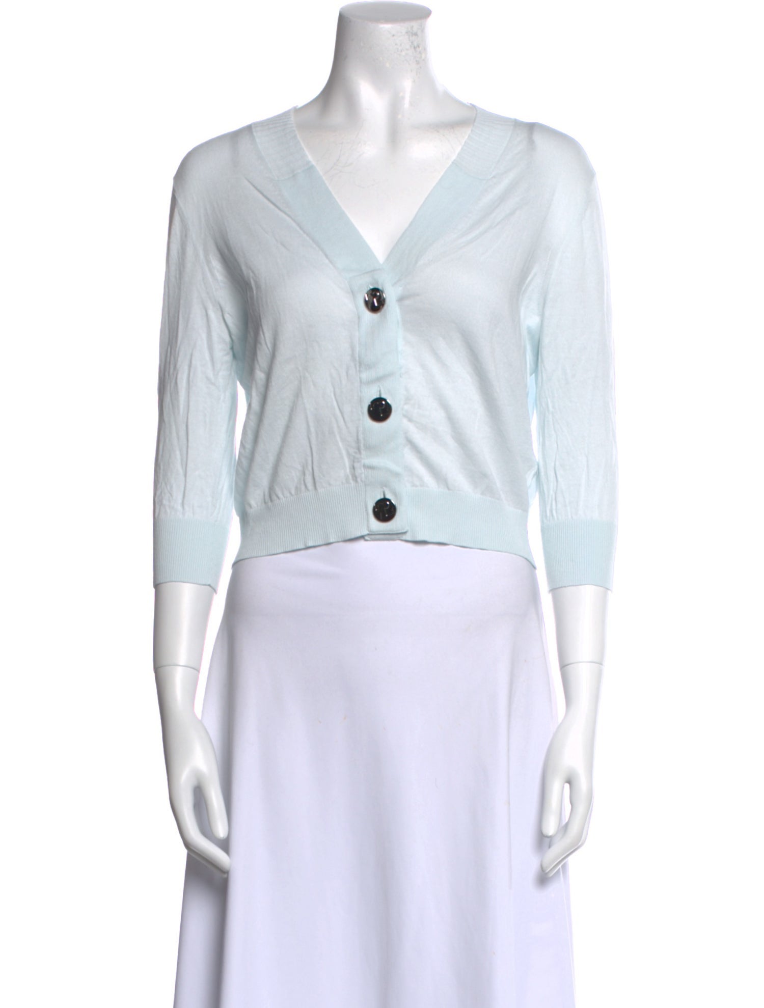 Tory Burch V-Neck Three-Quarter Sleeve Crop Top