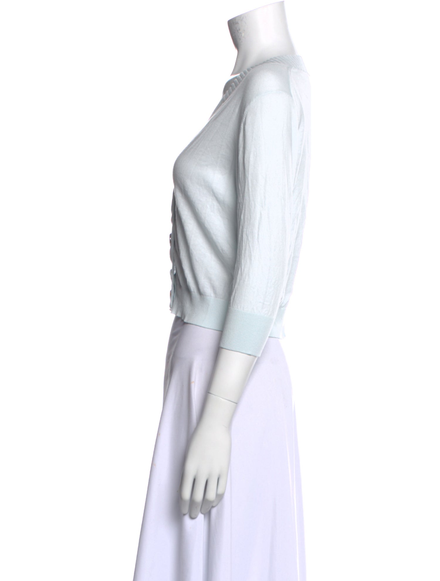 Tory Burch V-Neck Three-Quarter Sleeve Crop Top