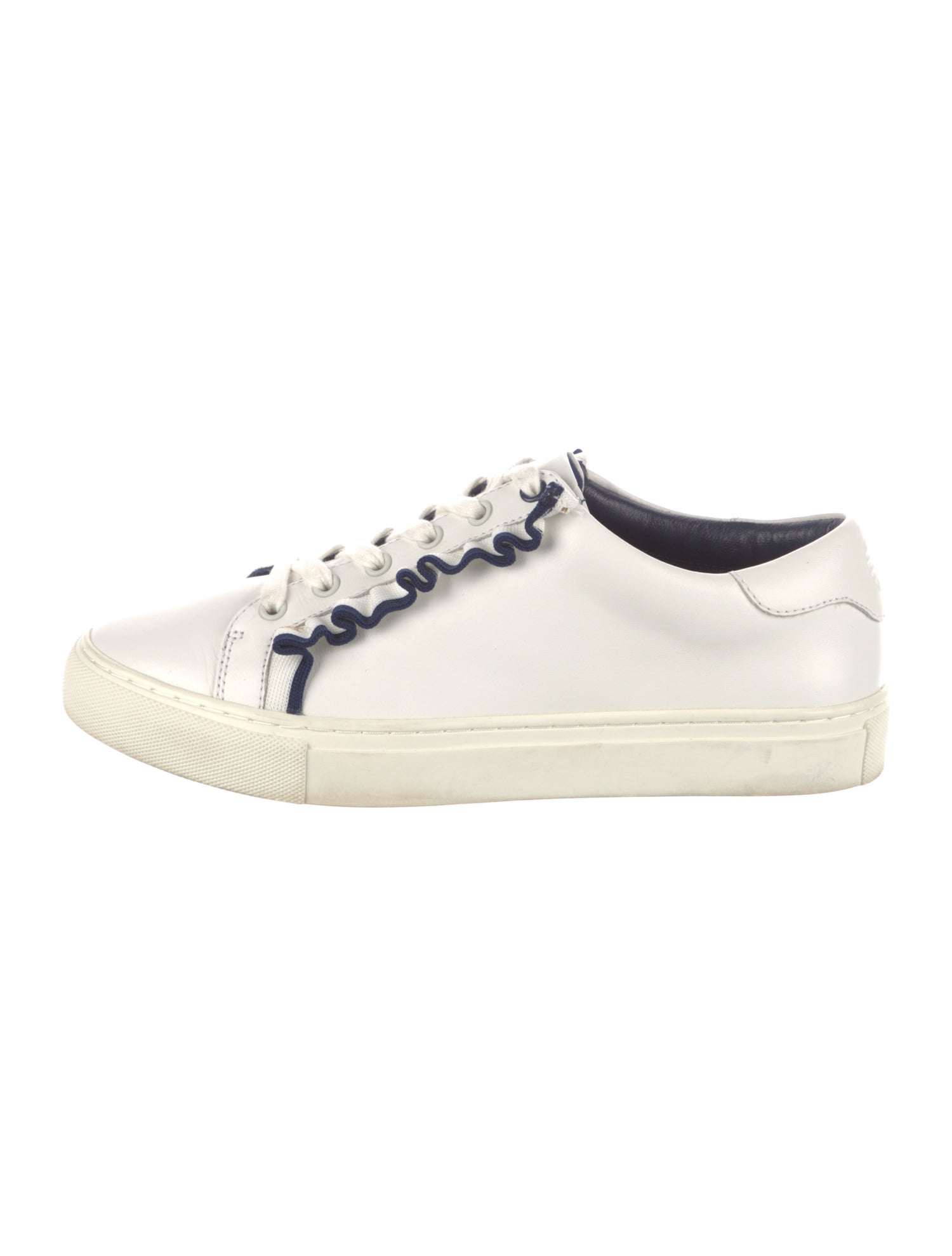 Tory Burch Leather Ruffle Embellishment Sneakers