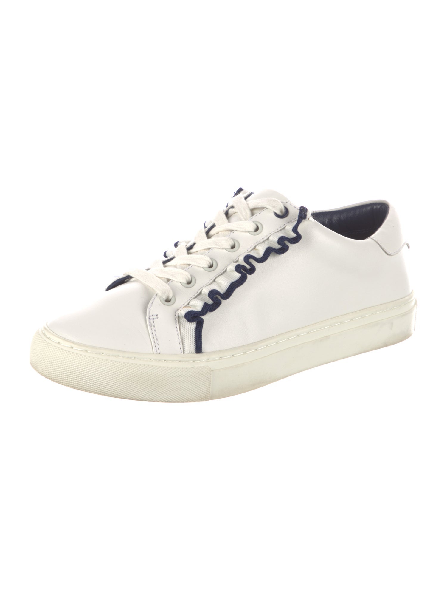 Tory Burch Leather Ruffle Embellishment Sneakers