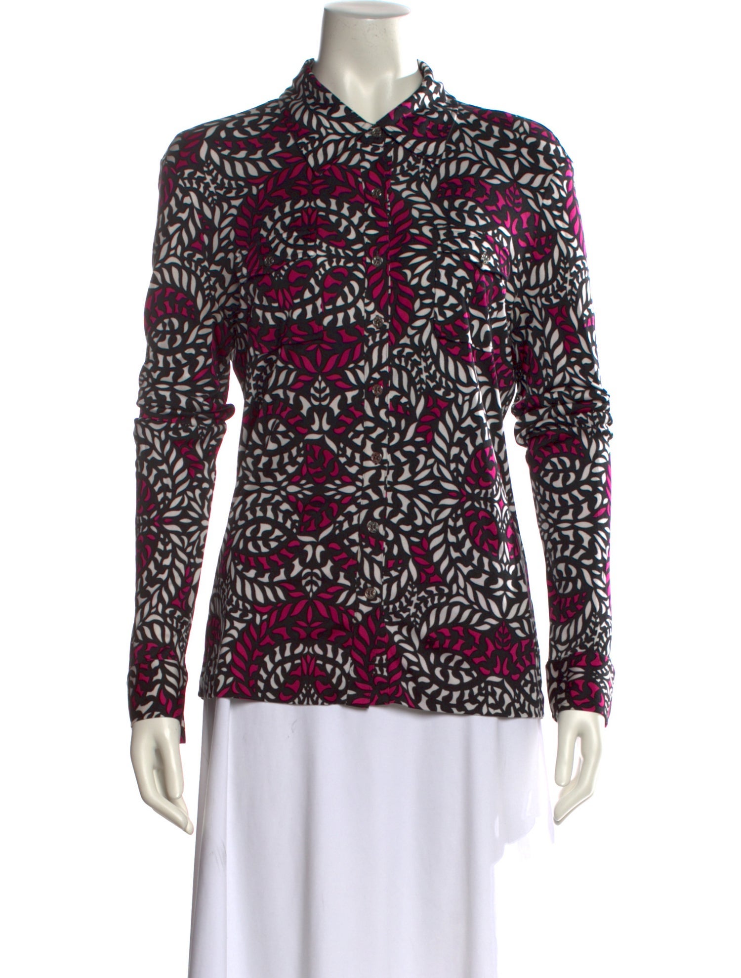 Tory Burch Silk Printed Button-Up Top
