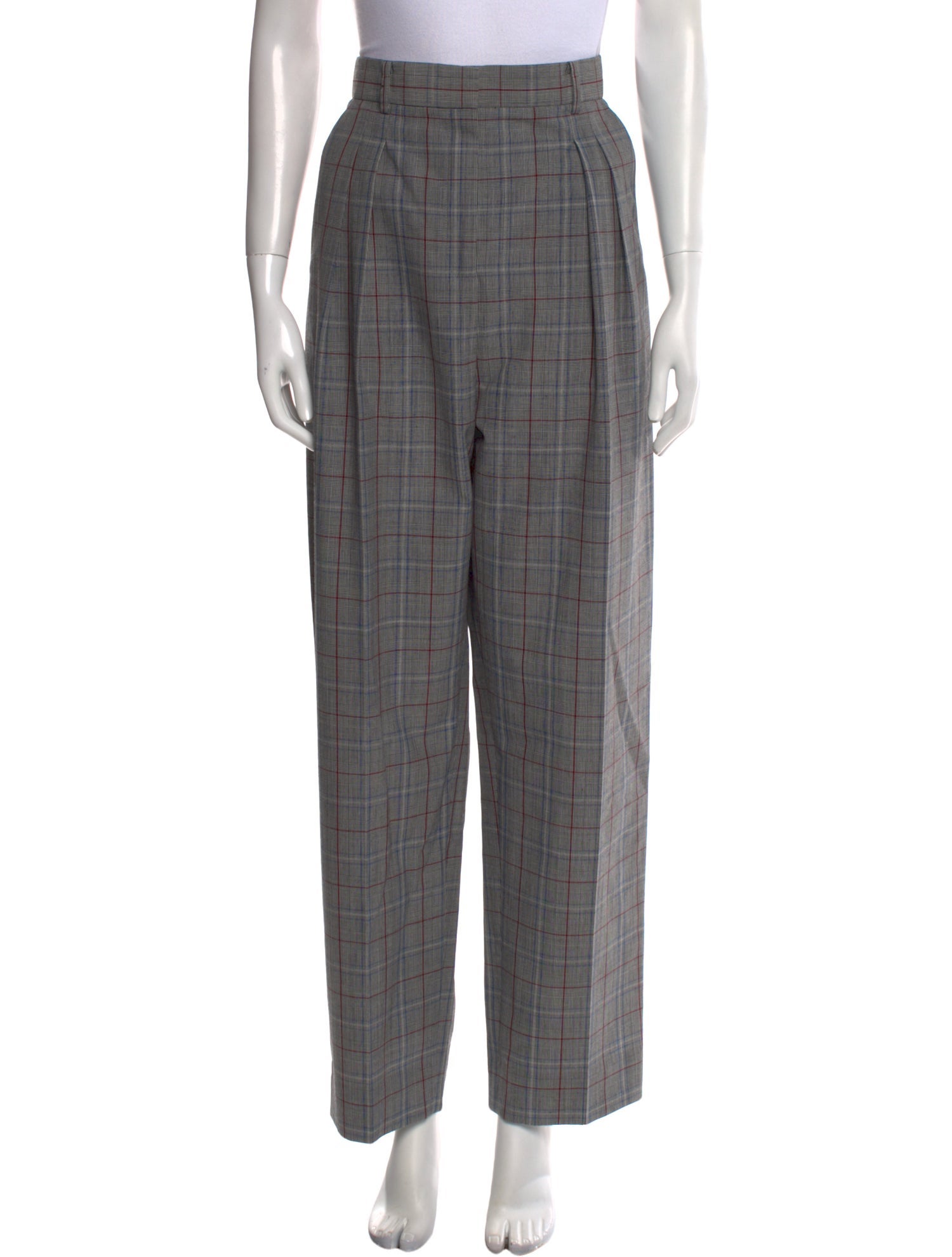 Tory Burch Plaid Print Straight Leg Pants