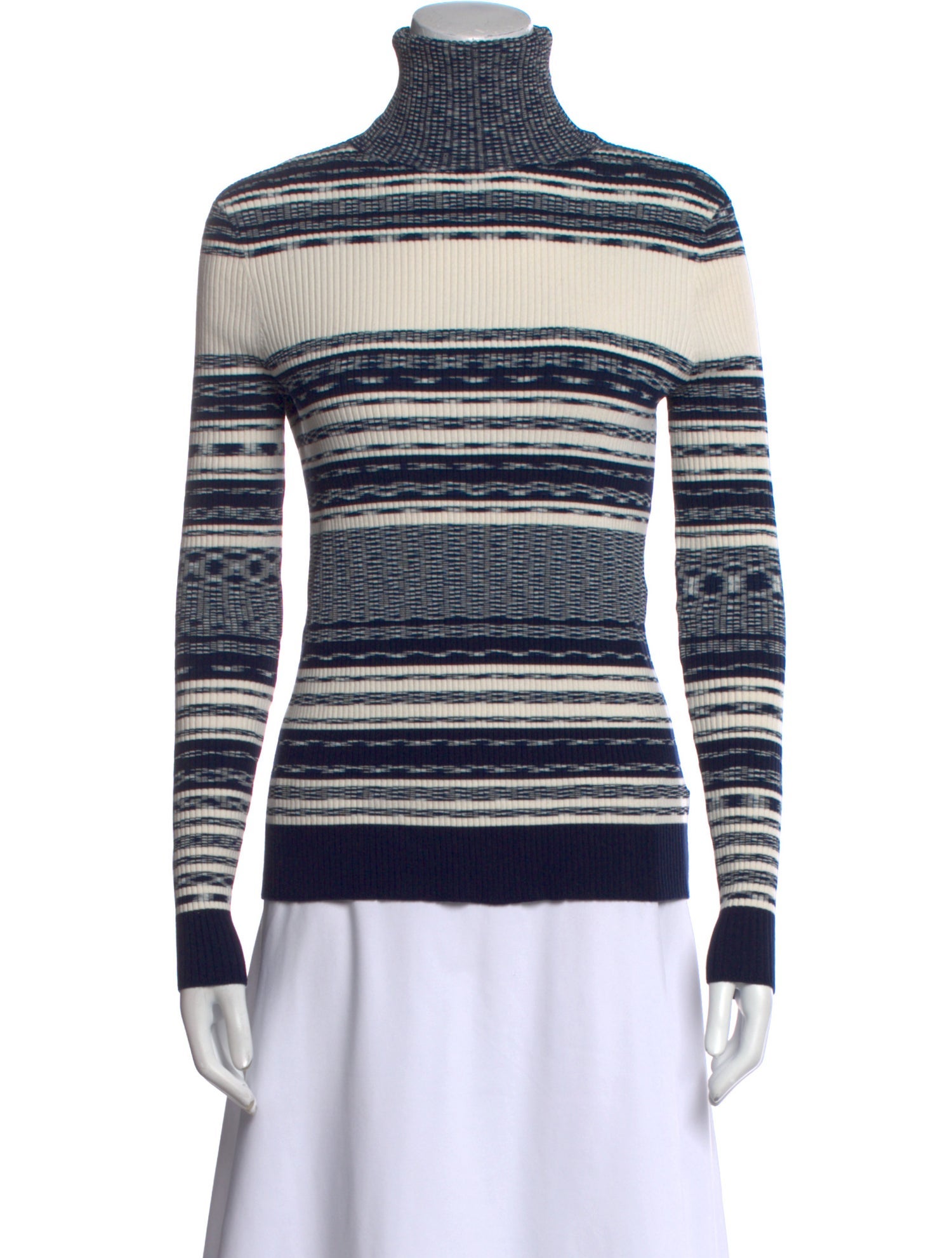 Tory Burch Striped Turtleneck Top