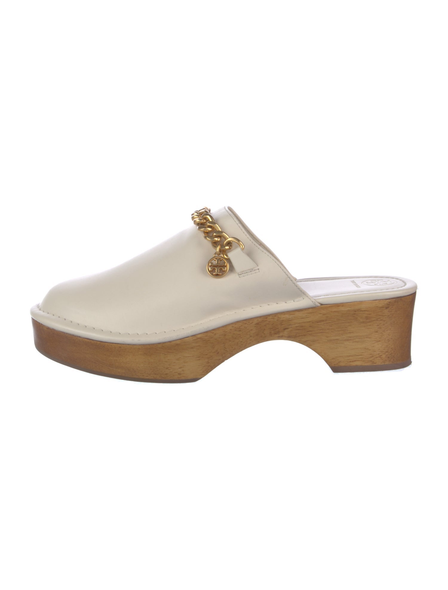 Tory Burch Leather Chain-Link Accents Mules