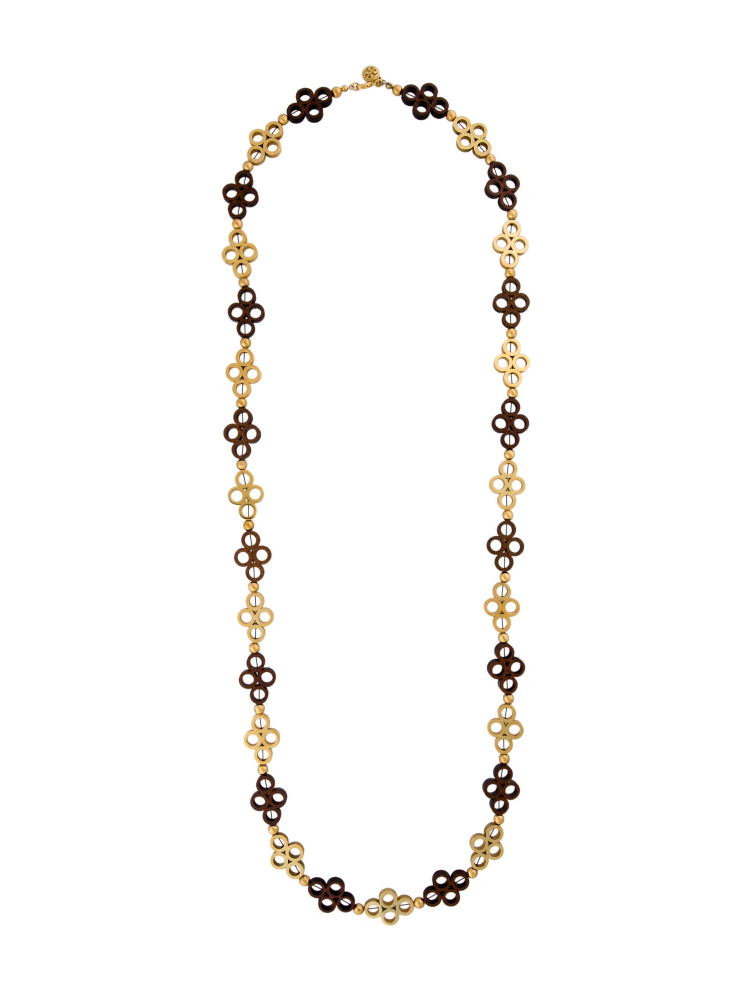 Tory Burch Wood Clover Link Necklace