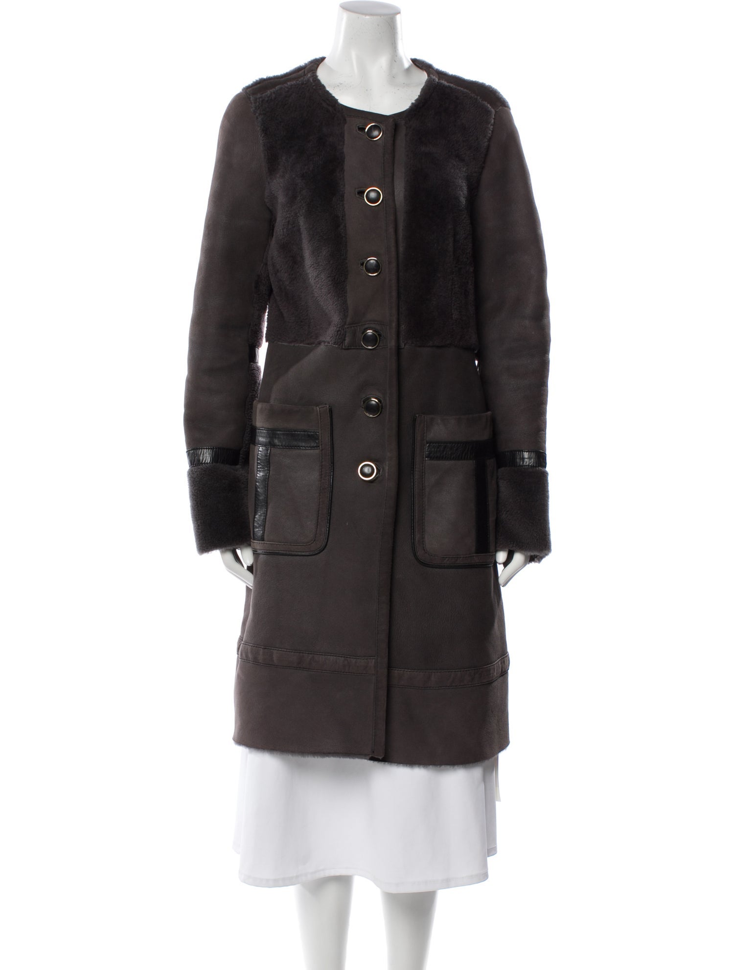 Tory Burch Leather Fur Coat