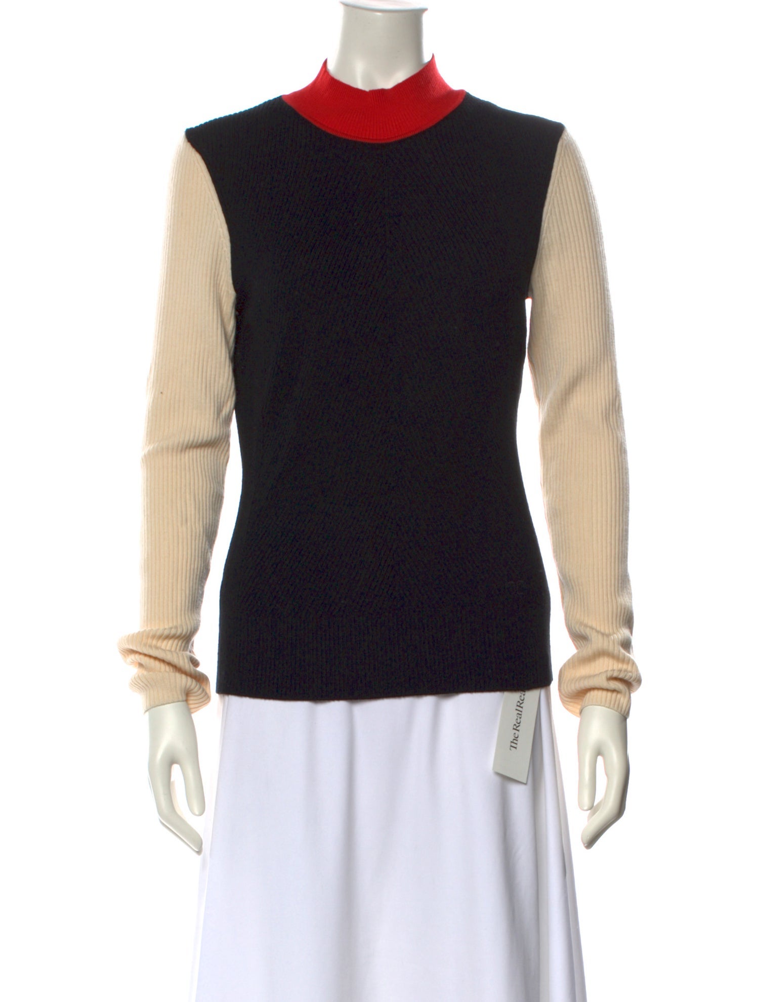 Tory Burch Merino Wool Colorblock Pattern Sweater